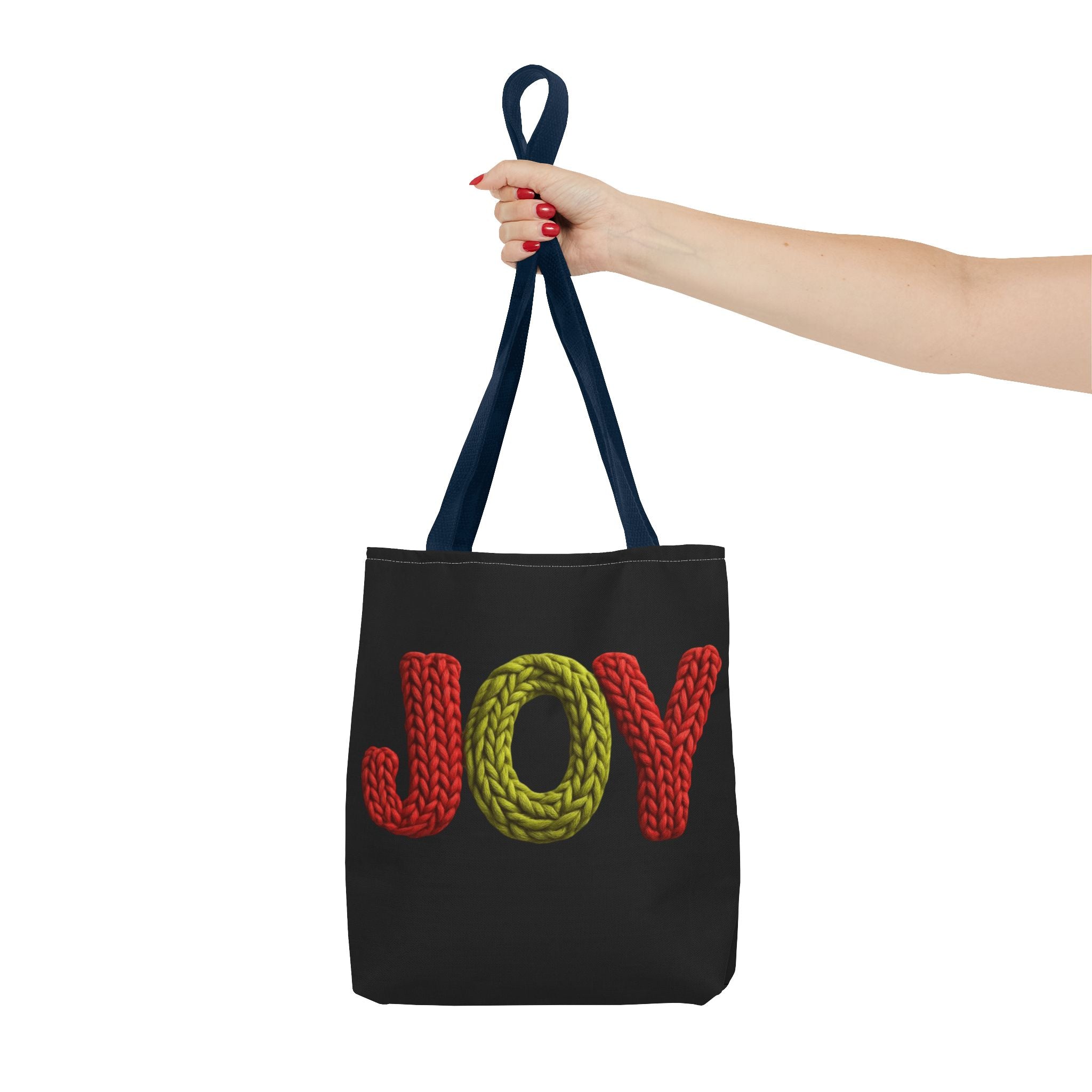 Christmas Tote Bag  Festive Holiday DesigJoy Knit Tote Bag  Colorful 'JOY' Yarn Design, Cozy Holiday Gift Tote