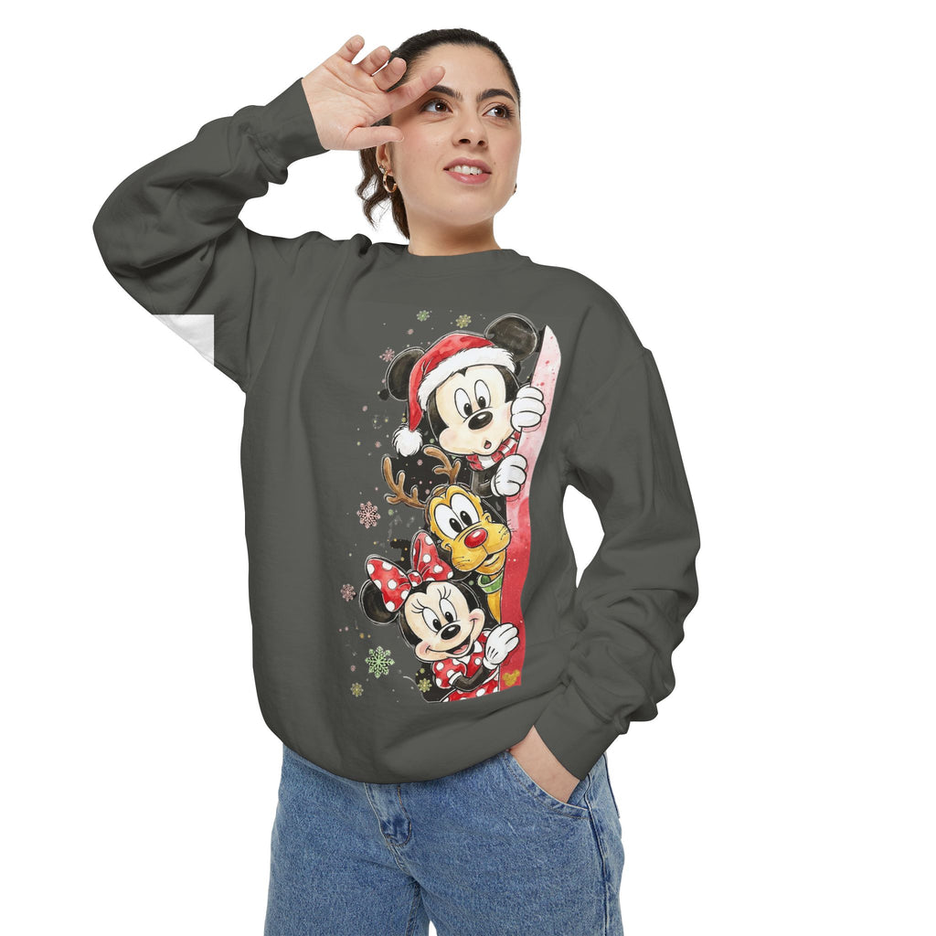 Christmas Disney Characters Sweatshirt  Mickey, Minnie & Pluto Holiday Crew Cartoon Christmas T-shirts and Sweaters