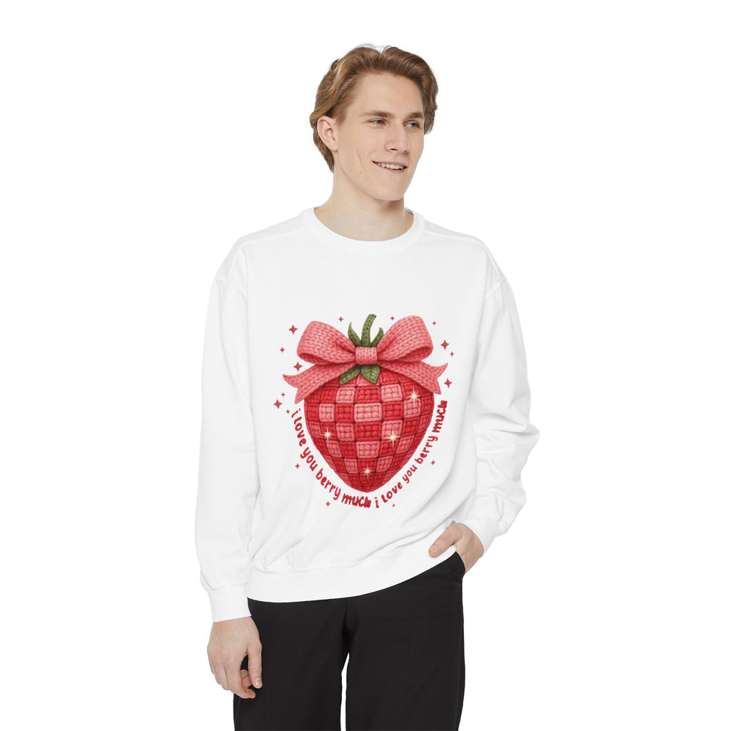 Strawberry Bow Sweatshirt  "I Love You Berry Much" Cute Valentine Pullover