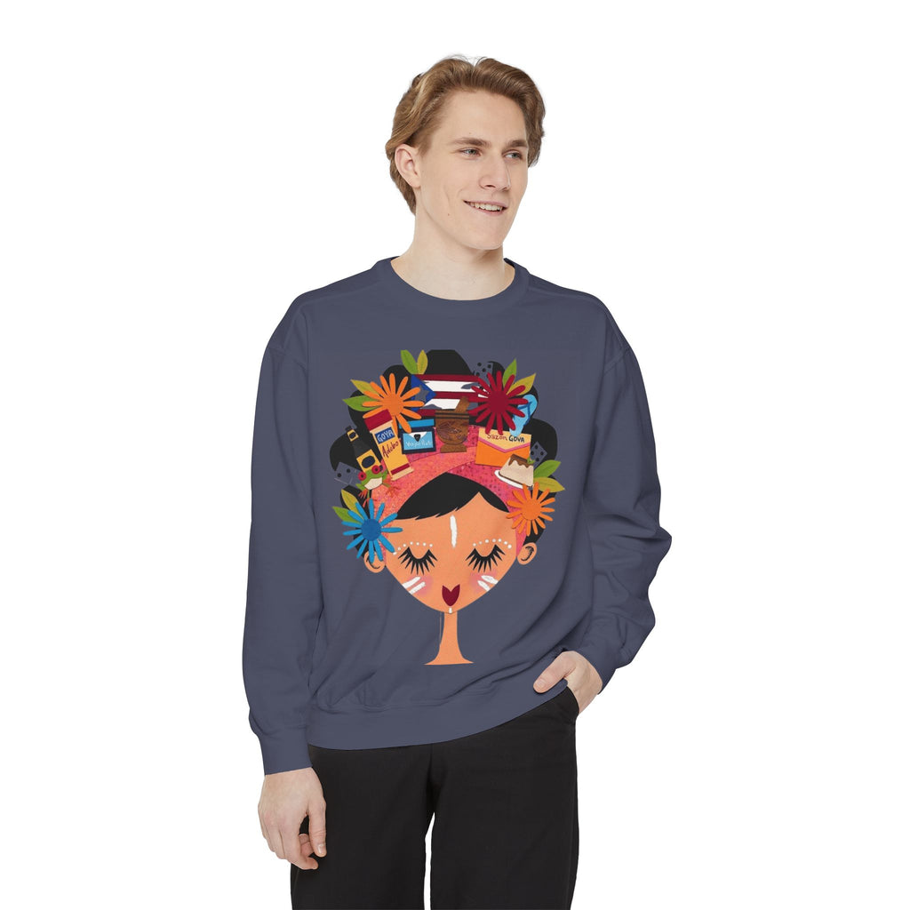Floral Fiesta Sweatshirt — Colorful Tropical Woman Graphic Puerto Rico Navidades