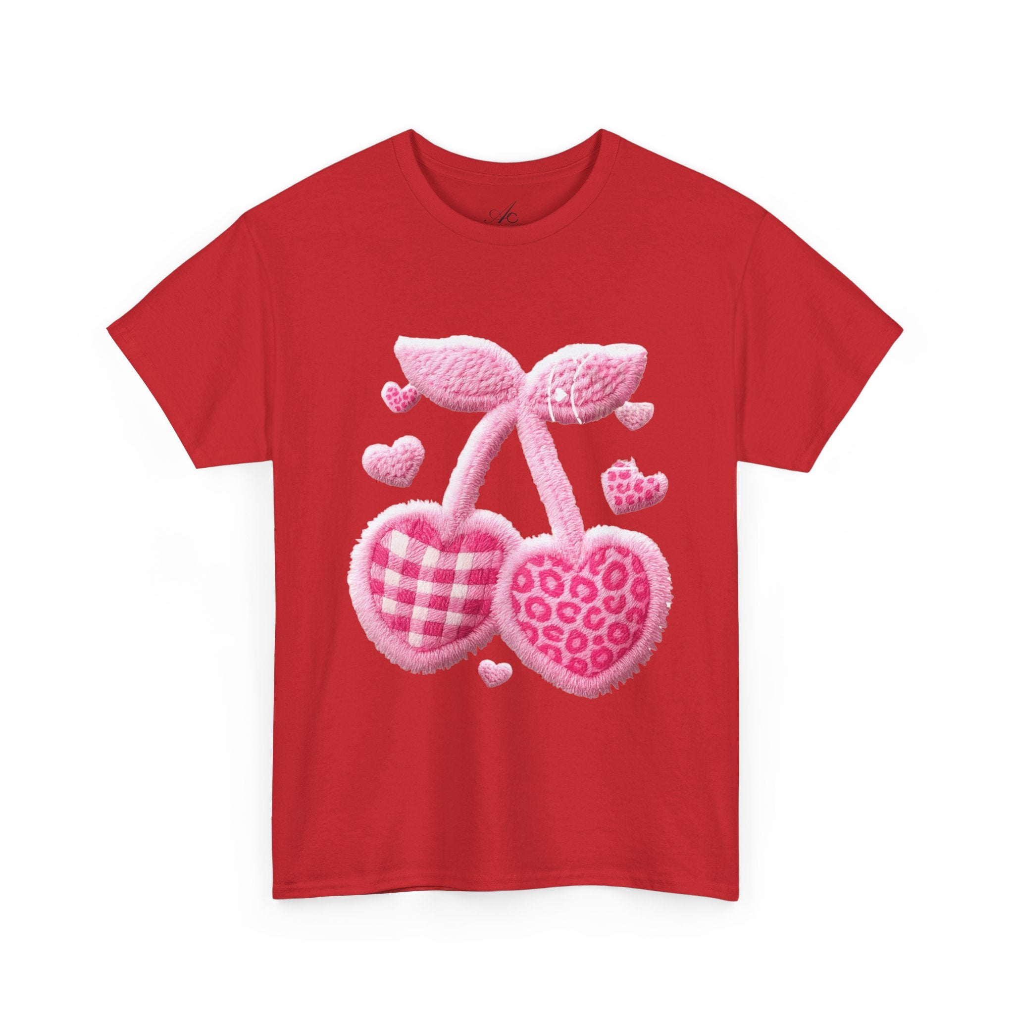 Pink Heart Cherries Tee  LOVE Graphic Valentine T-Shirt