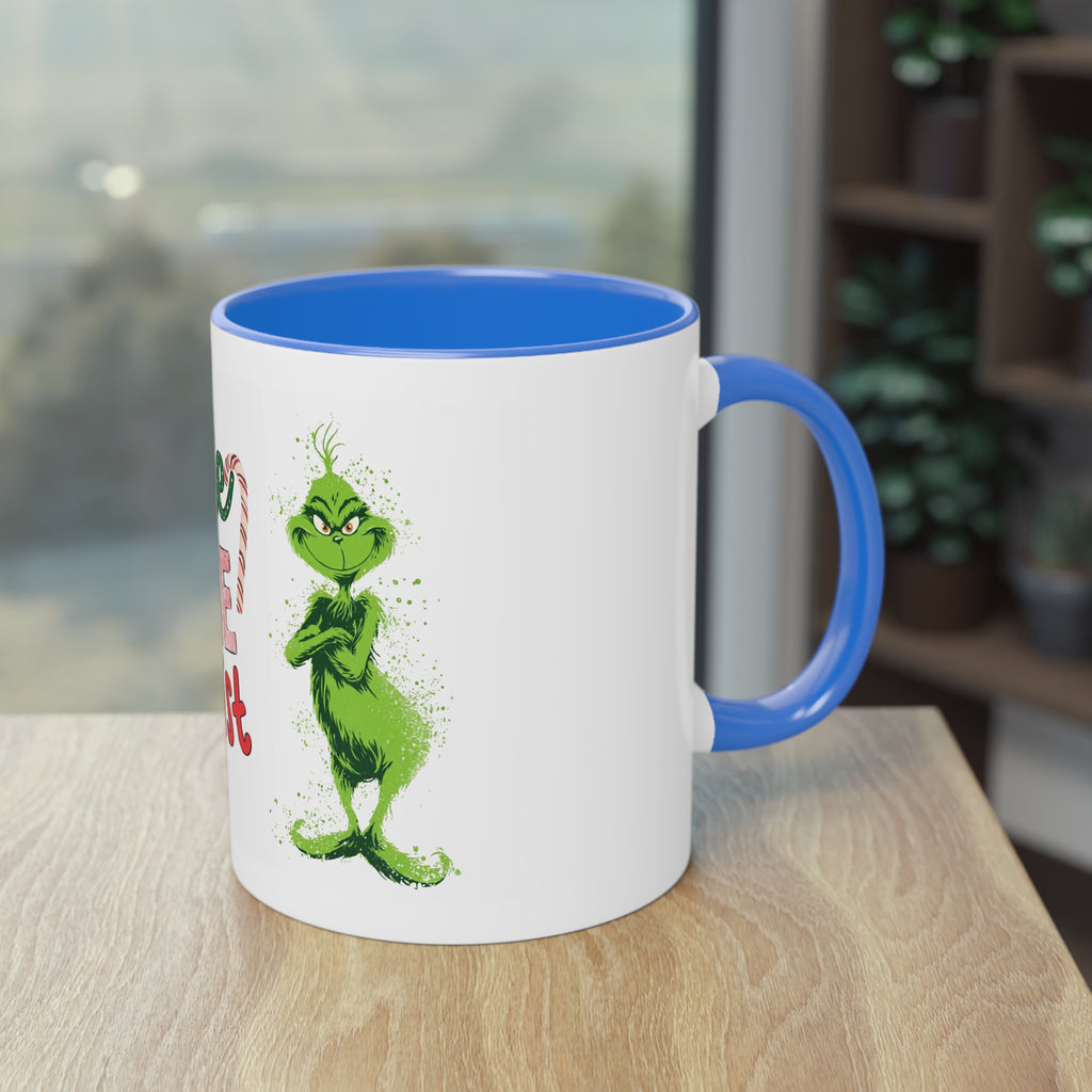 Cute Grinch Two-Tone Coffee Mug - Perfect for Holiday Cheer! Christmas Mugs Collection