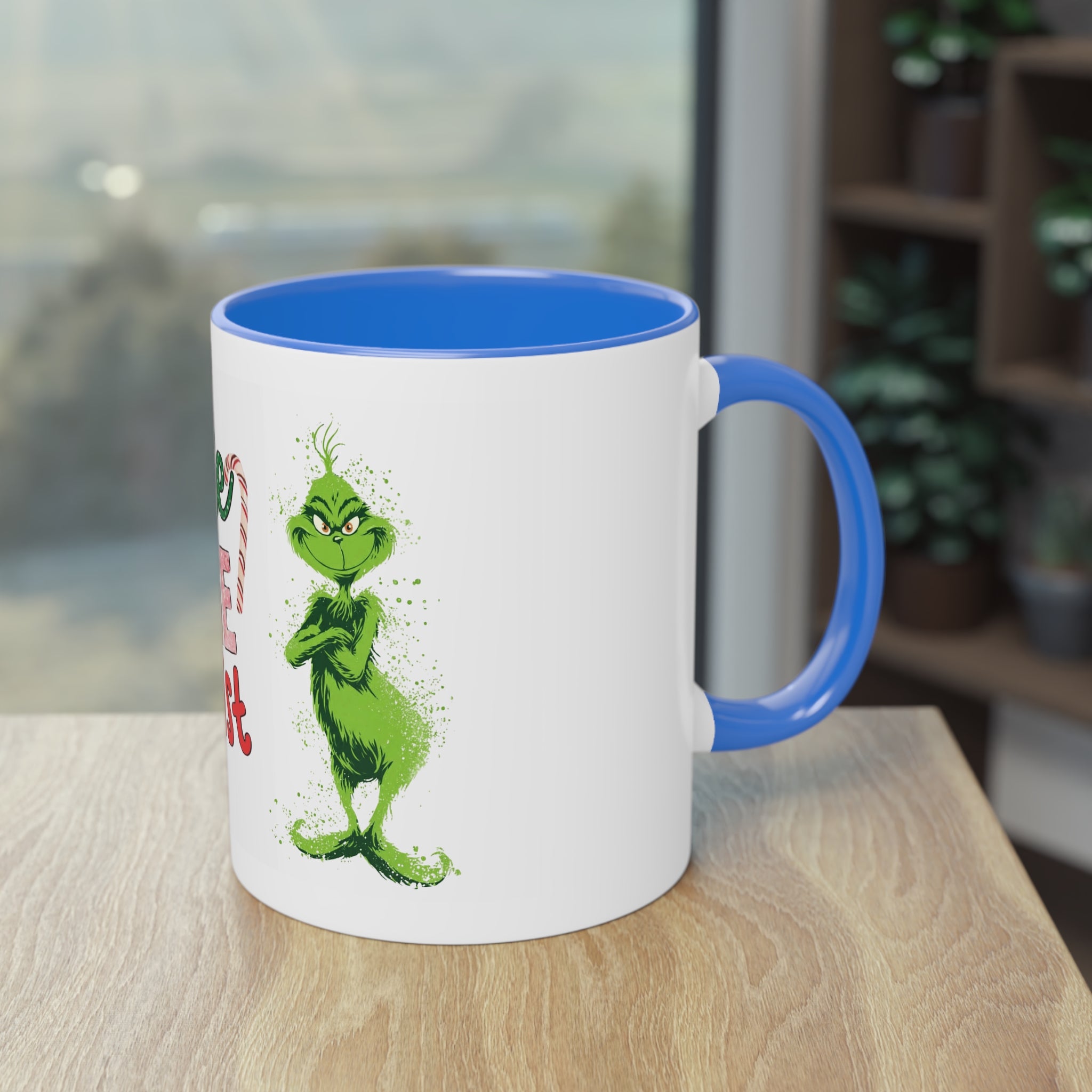 Cute Grinch Two-Tone Coffee Mug - Perfect for Holiday Cheer! Christmas Mugs Collection