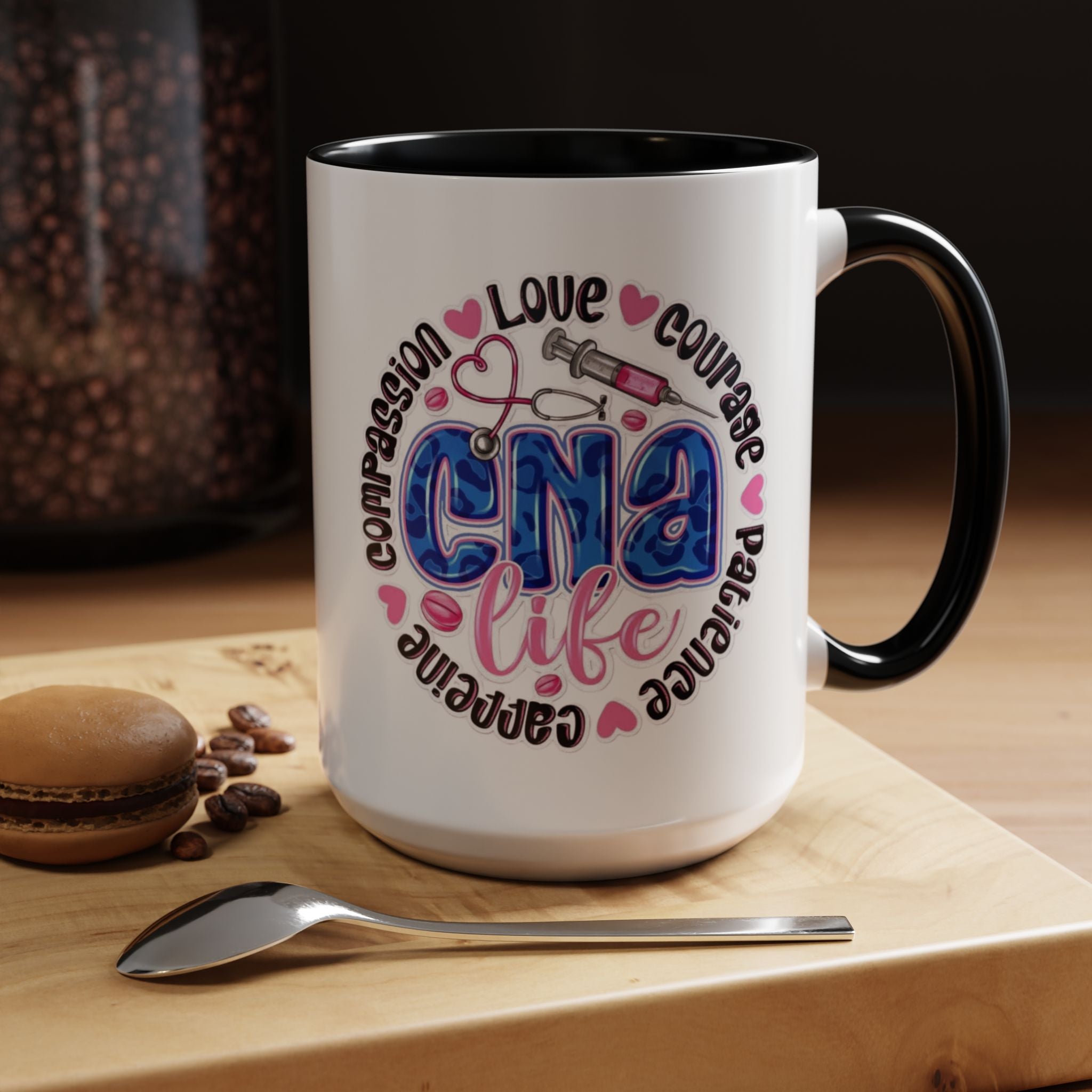 CNA Life Coffee Mug — Compassion, Courage & Patience Accent Mug (11/15oz) Medical Christmas Mug