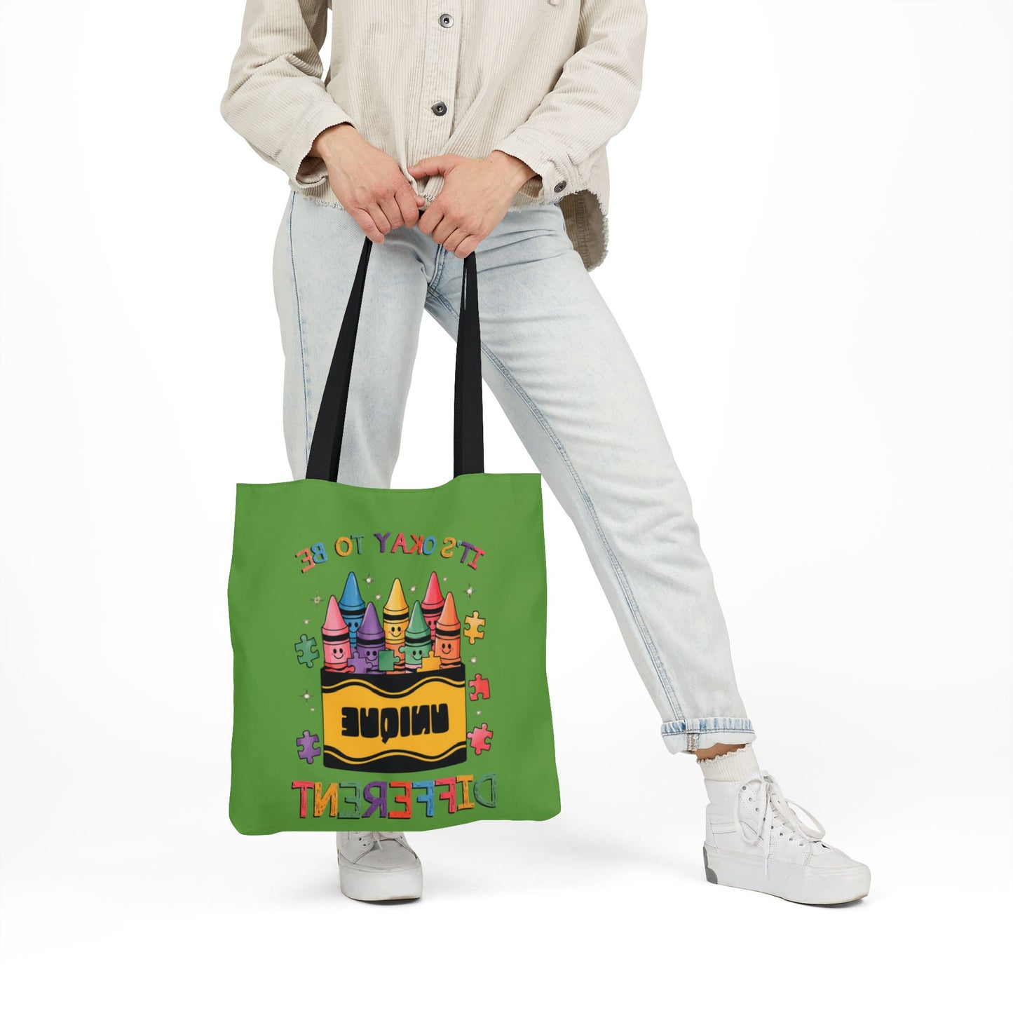 Autism Awareness & Pride Collection Unique Canvas Tote Bag with Colorful Castle Design