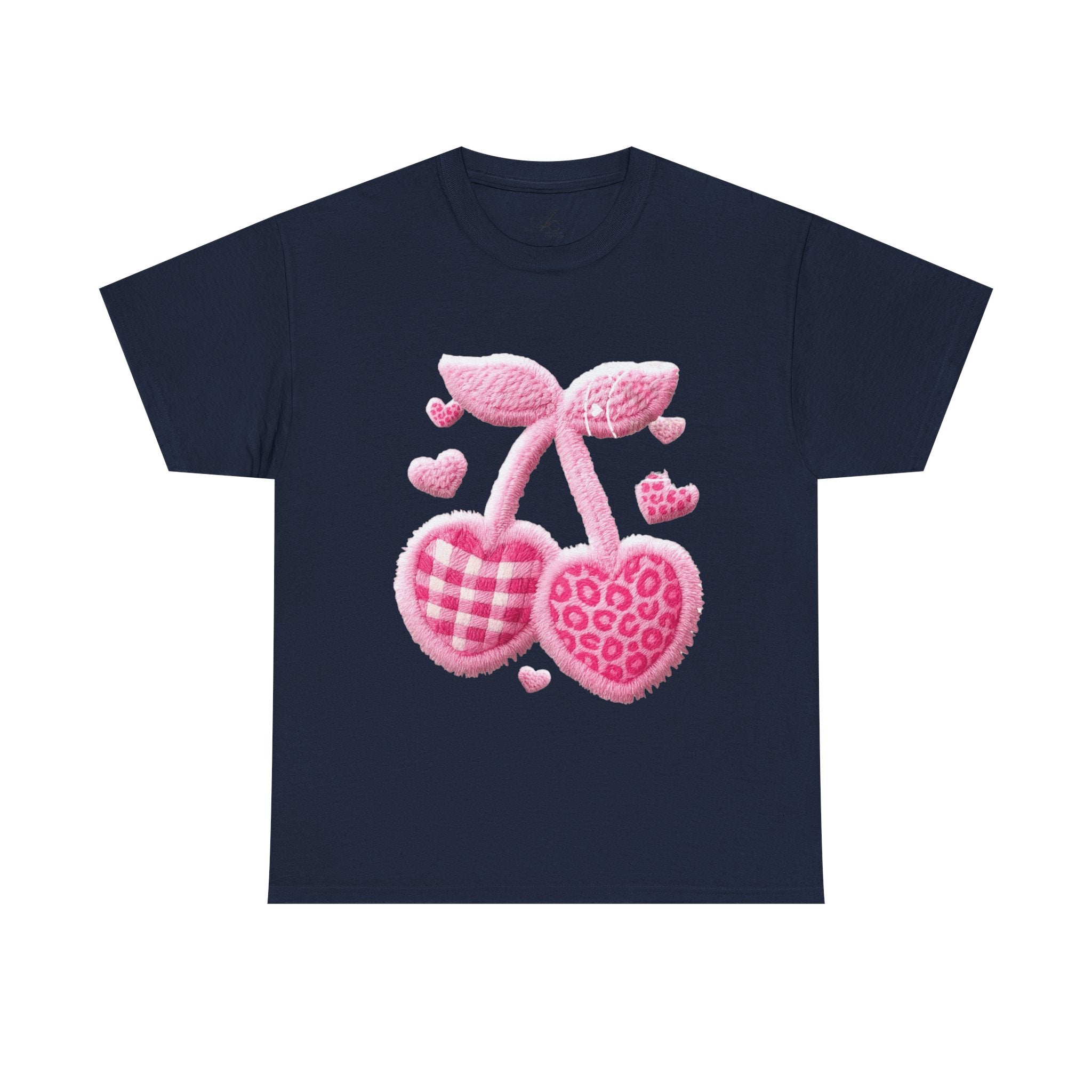 Pink Heart Cherries Tee  LOVE Graphic Valentine T-Shirt