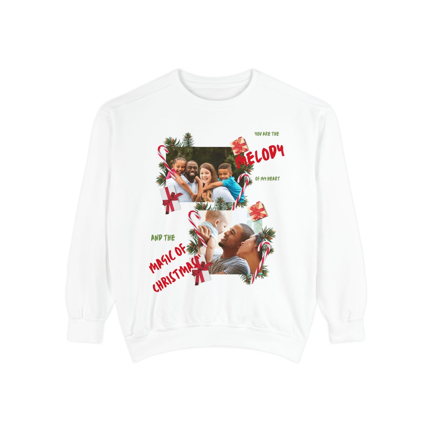 Personalized Christmas Photo Sweatshirt – “You Are the Melody” Holiday Crewneck