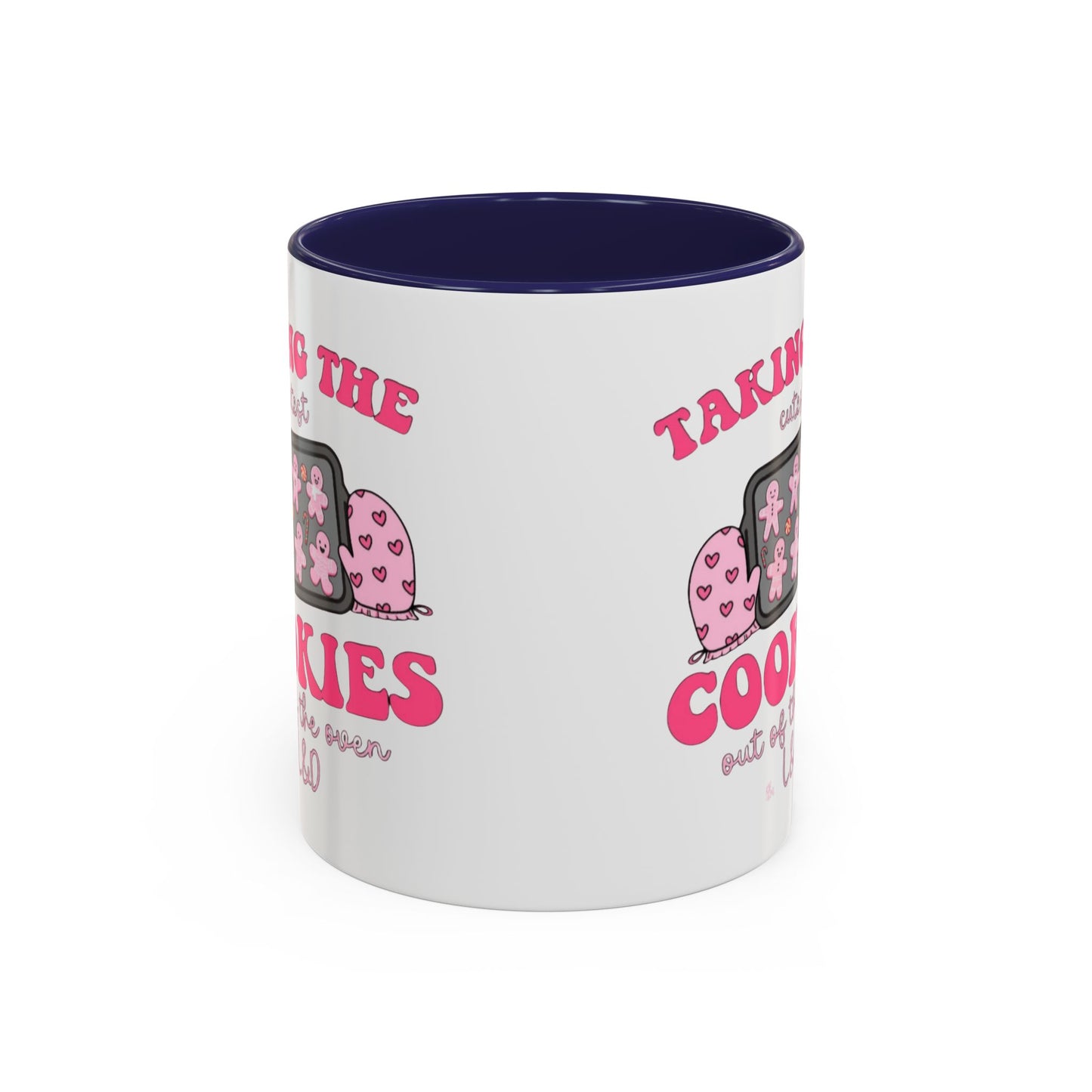 Accent Coffee Mug — "Taking the Cookies" Cute Pink Baking Design Coffee Cup for Fun Celebrations