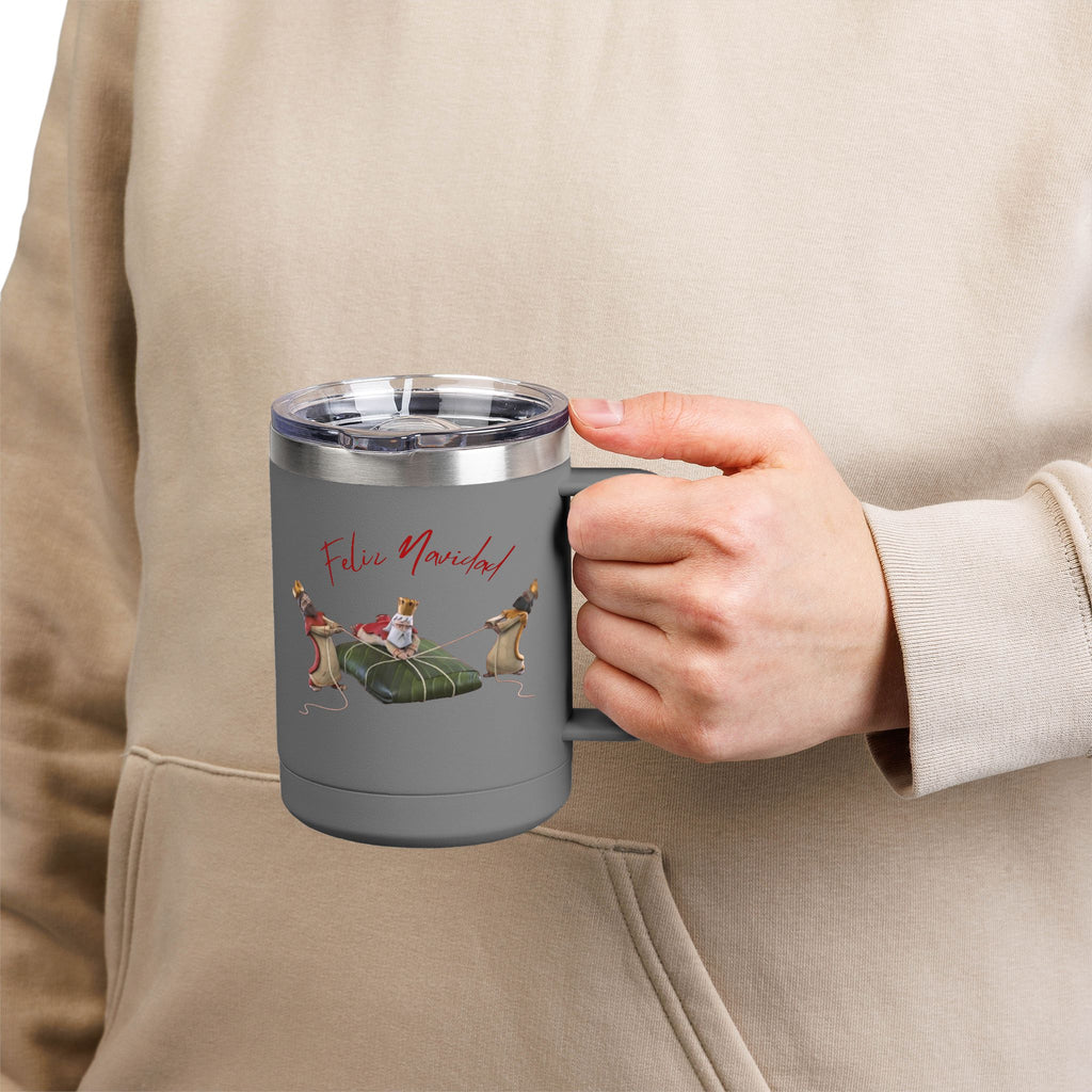 3 KINGS Holiday Travel Tumbler — 'Feliz Navidad' Dachshund Santa Design Coffee Cup for Fun Celebrations