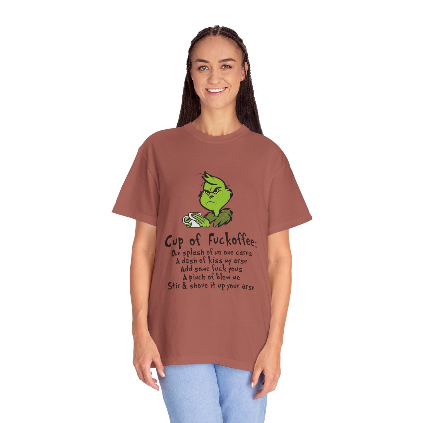 Holiday Graphic Tees  Cozy Festive Wear Funny Grinch-Inspired Unisex T-Shirt Cup of Fuckoffee