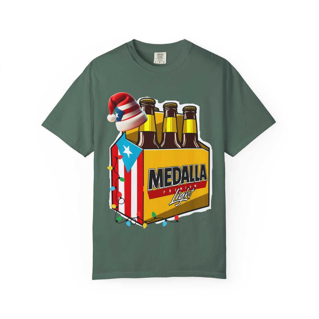 Medalla Light Beer T-Shirt  Navidad Boricua Holiday Tee Puerto Rico’s Navidades
