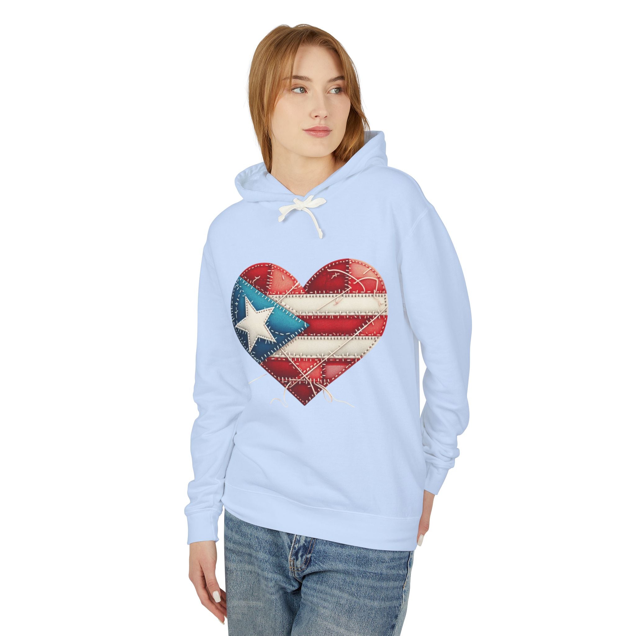 Puerto Rico Heart Flag Hoodie  "Jíbaro" Back Graphic