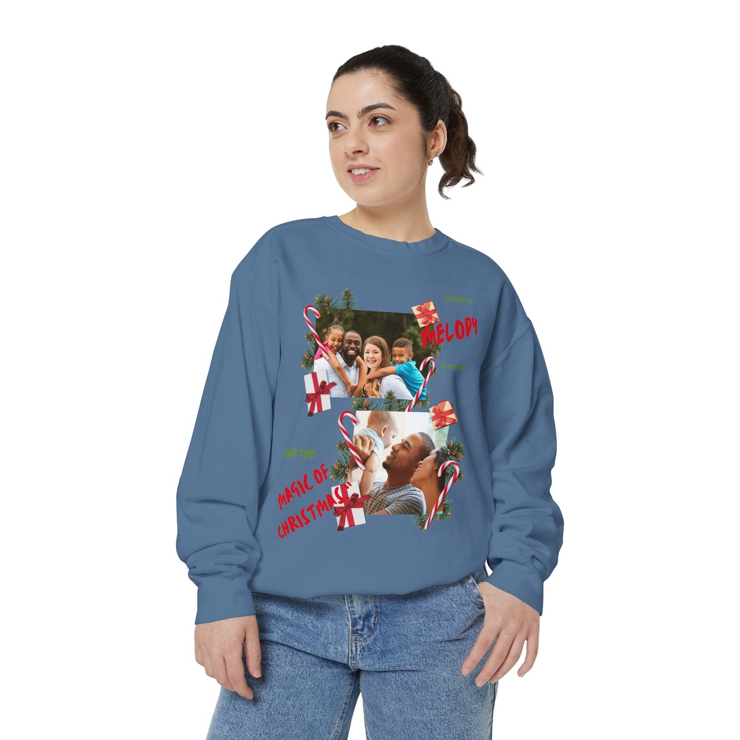 Personalized Christmas Photo Sweatshirt – “You Are the Melody” Holiday Crewneck