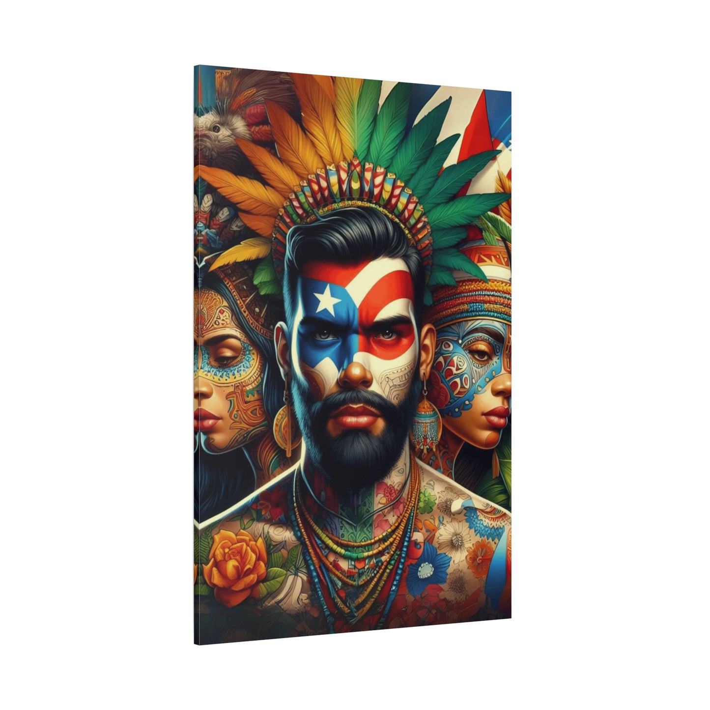La Isla del Encanto Taíno Symbol Design Vibrant Cultural Art Canvas Print, Wall Decor, Home Decoration, Unique Artwork, Bohemian Style, Gift for Art Lovers
