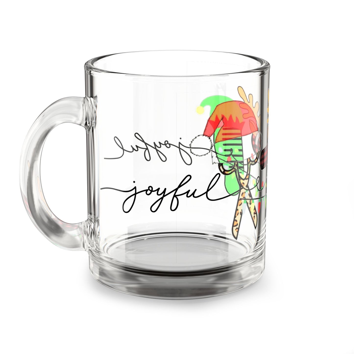 Beauty Styles Christmas Design Festive Glass Mug 10oz Christmas Cheer with Reindeer and Holiday Decor