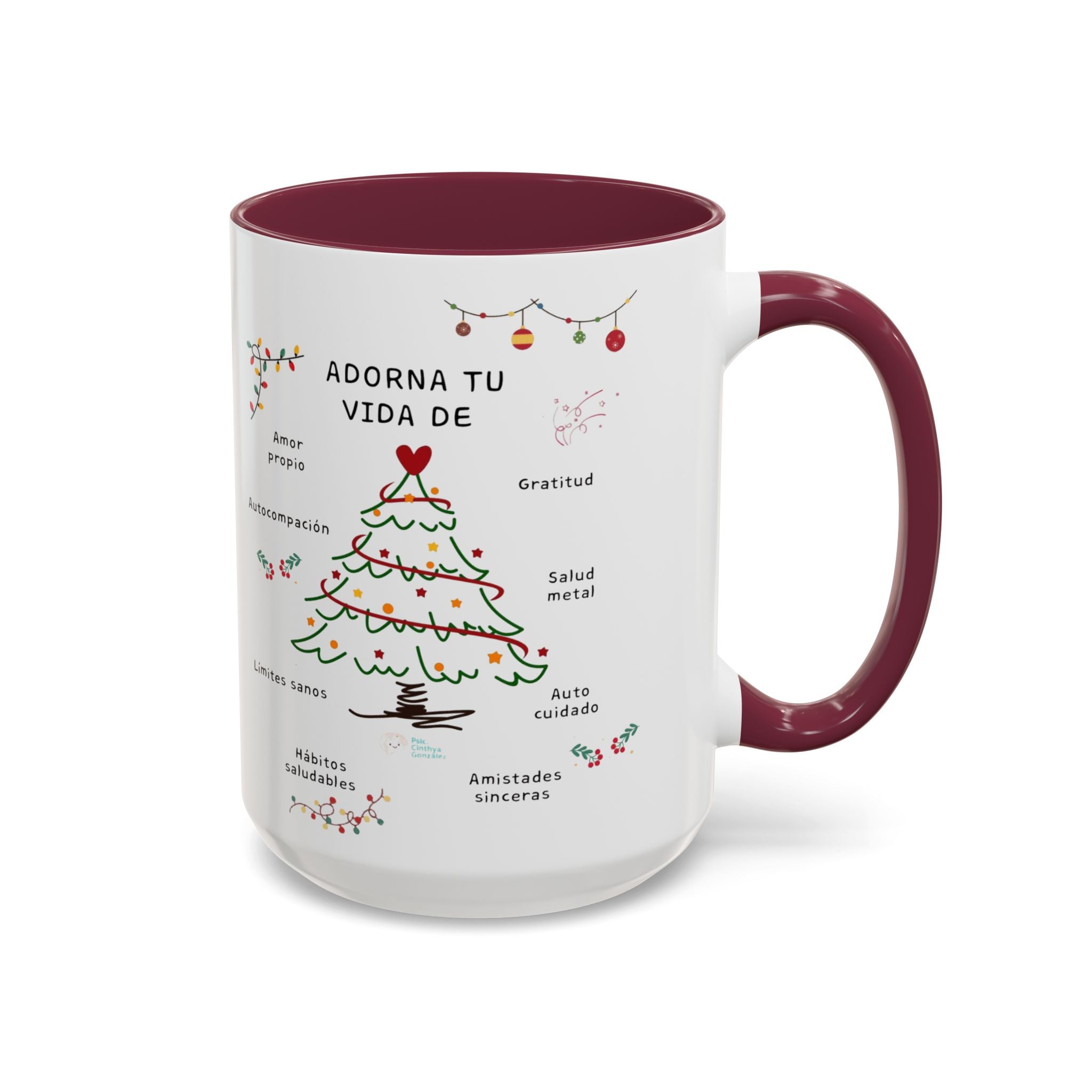 Mug — 'Adorna Tu Vida' Christmas Tree Spanish Holiday Coffee Mug (11oz/15oz)