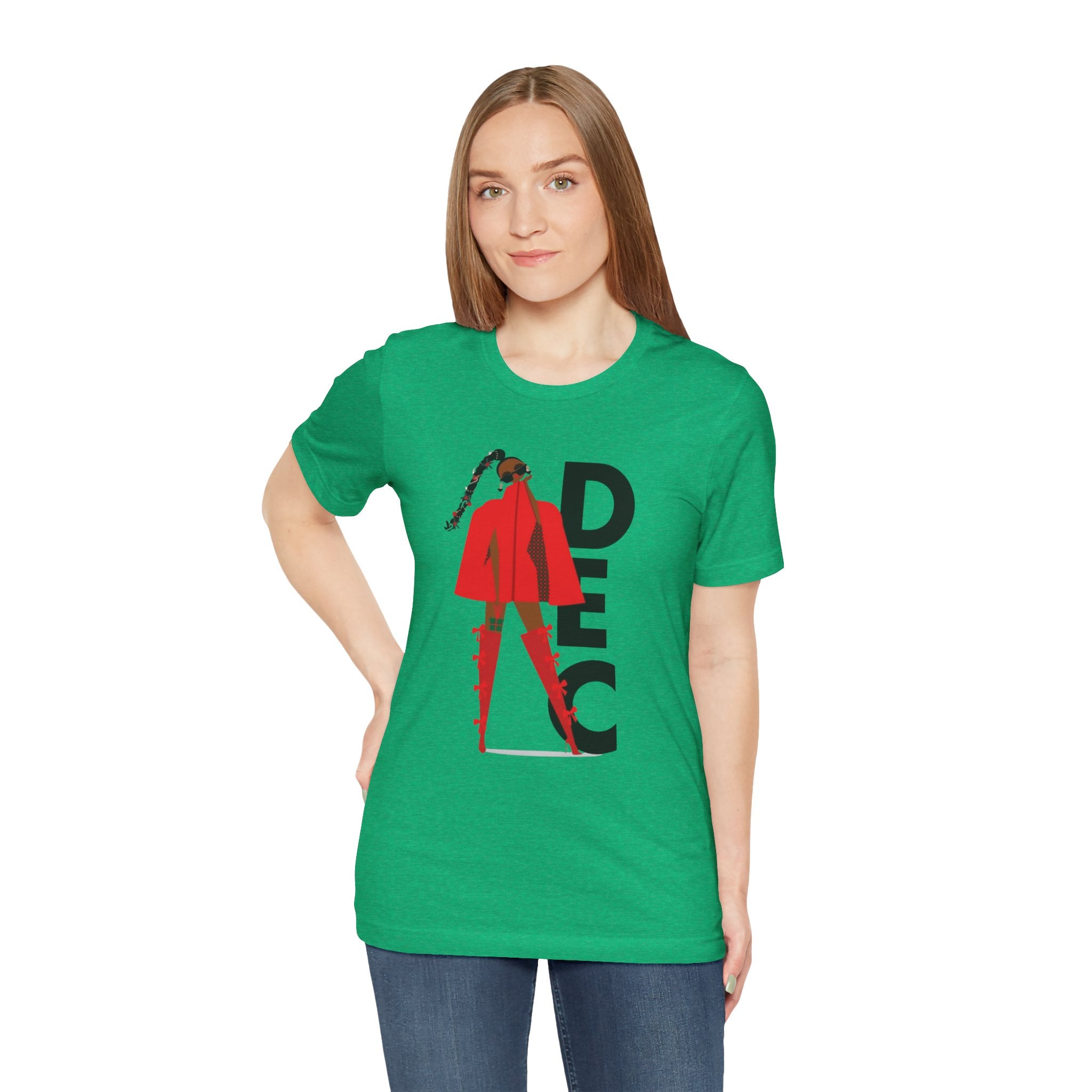 December Fashion Tee  Red Coat Model Graphic Shirt