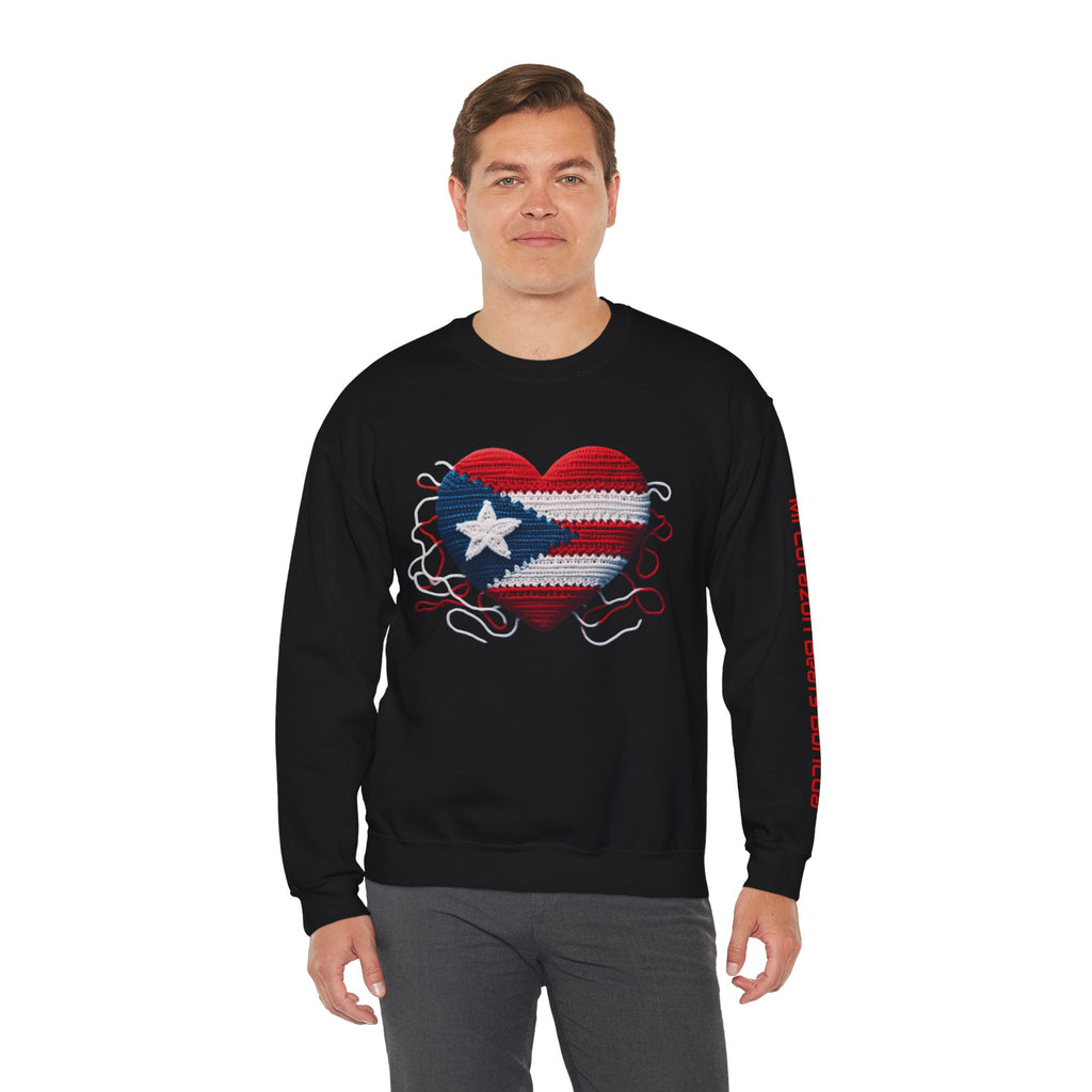 Puerto Rico Heart Crewneck Sweatshirt  Puerto Rican Flag Heart Knit Design