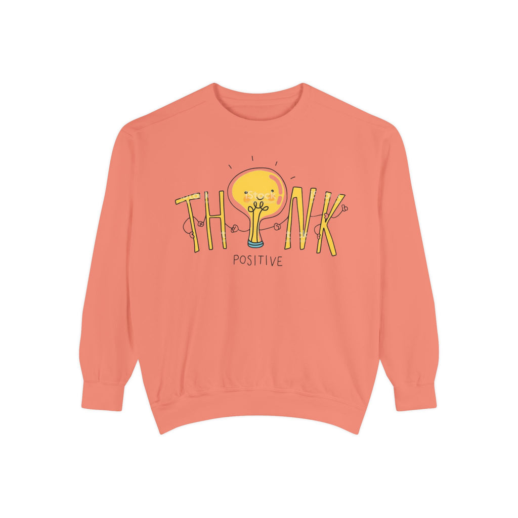 Think Positive Sweatshirt  Cute Lightbulb Graphic Positive Vibes Crewneck