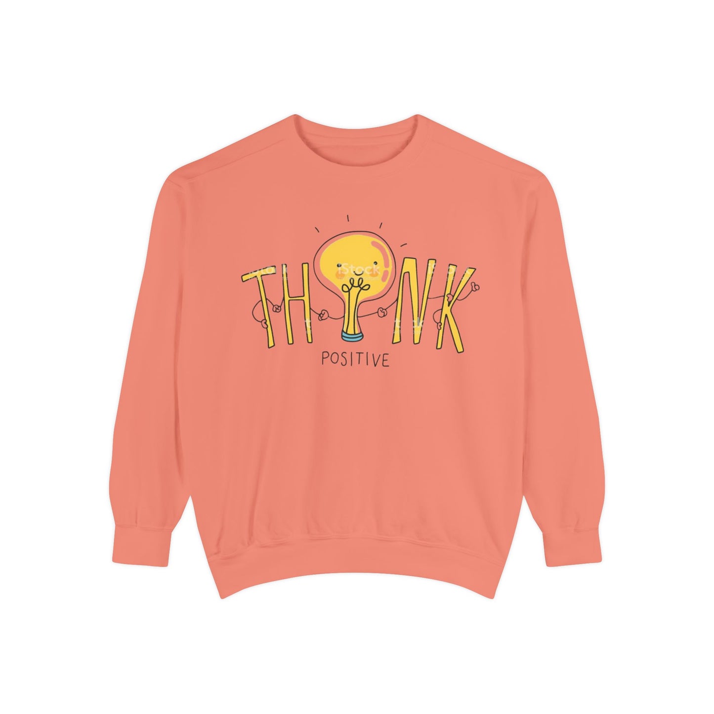 Think Positive Sweatshirt  Cute Lightbulb Graphic Positive Vibes Crewneck