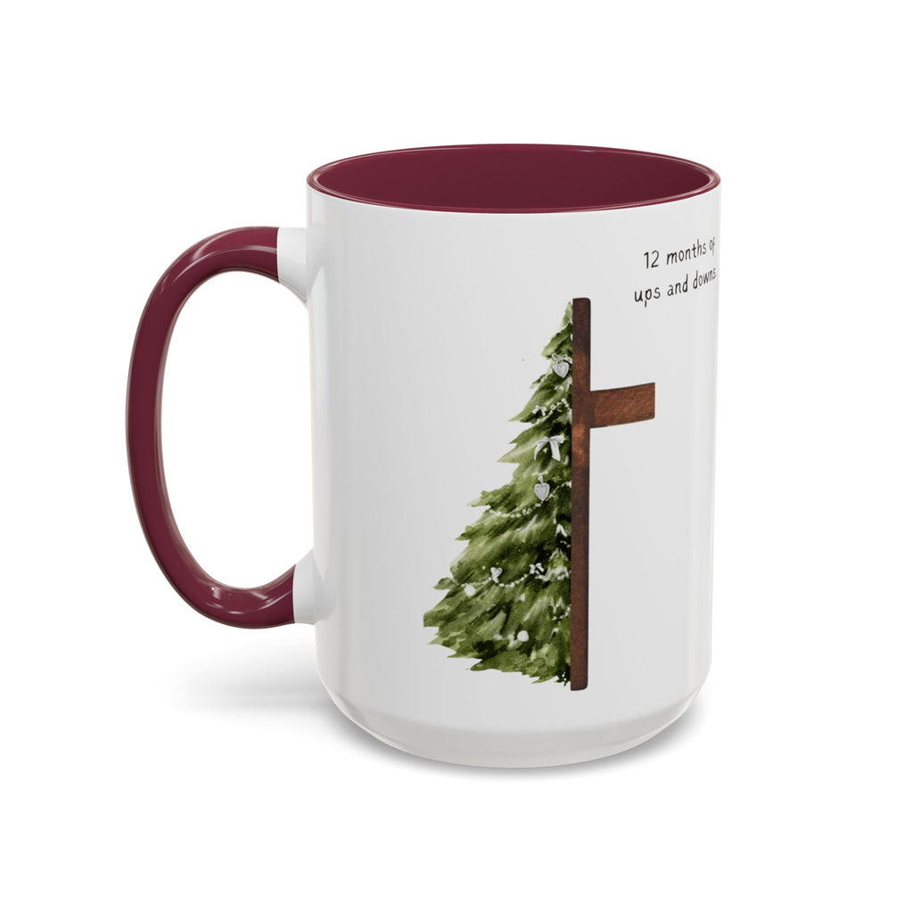 Christian Cross & Pine Tree Mug — Faith Reminder Coffee Cup (11oz/15oz)