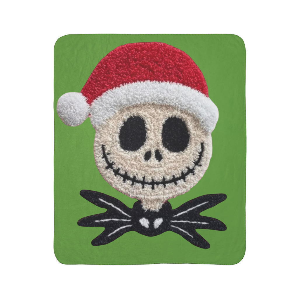 Magical Christmas Cartoon Blanket Christmas Skull Sherpa Blanket  Santa Hat Jack Skellington Holiday Throw