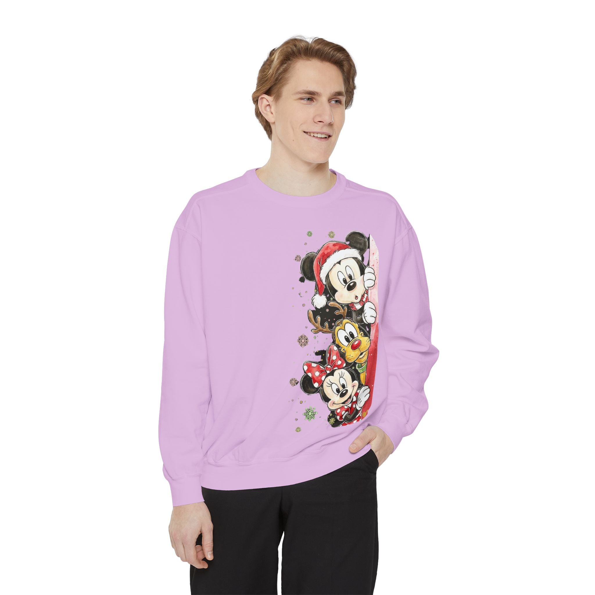 Christmas Disney Characters Sweatshirt  Mickey, Minnie & Pluto Holiday Crew Cartoon Christmas T-shirts and Sweaters