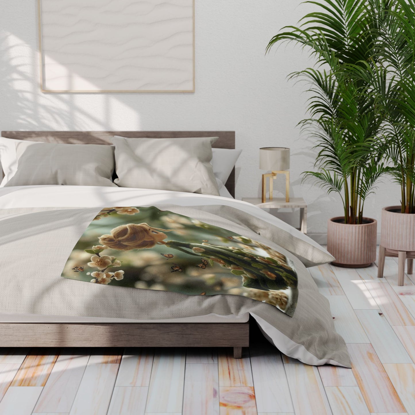 Floral Fairy Fleece Blanket — Cozy Spring Blossom Throw for Kids & Adults