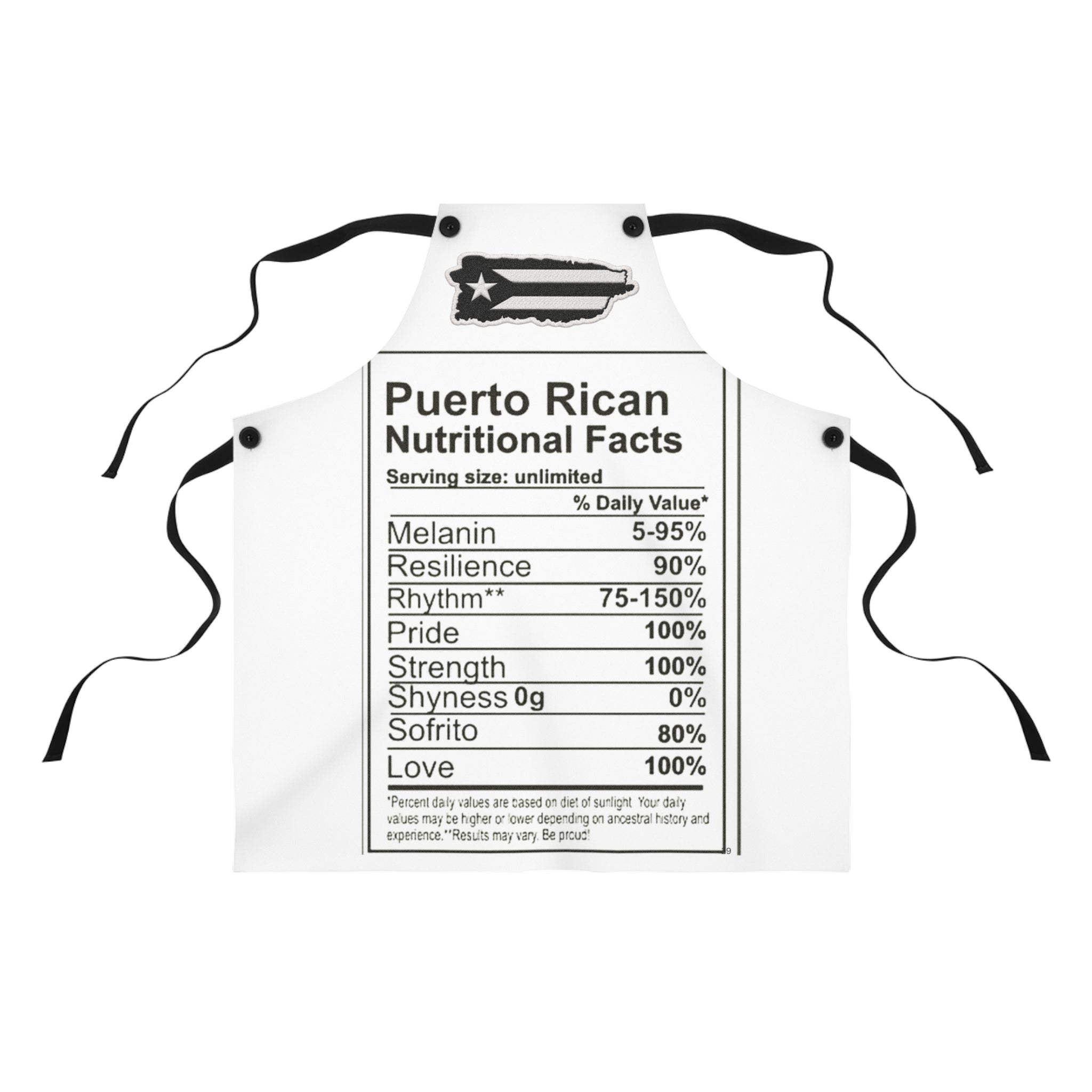 Puerto Rican Nutritional Facts Kitchen Apron