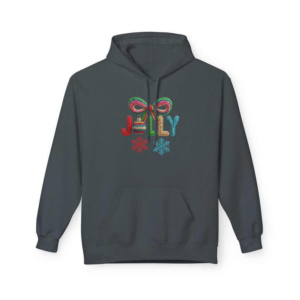 Jolly Candy Cane Holiday Hoodie — "JOLLY" Festive Sweatshirt