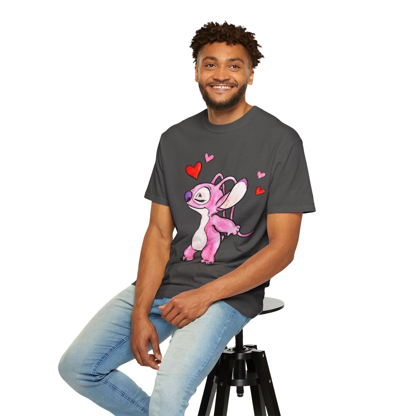 T-Shirt — Cute Pink Cartoon Creature with Hearts | Valentine’s Gift Tee