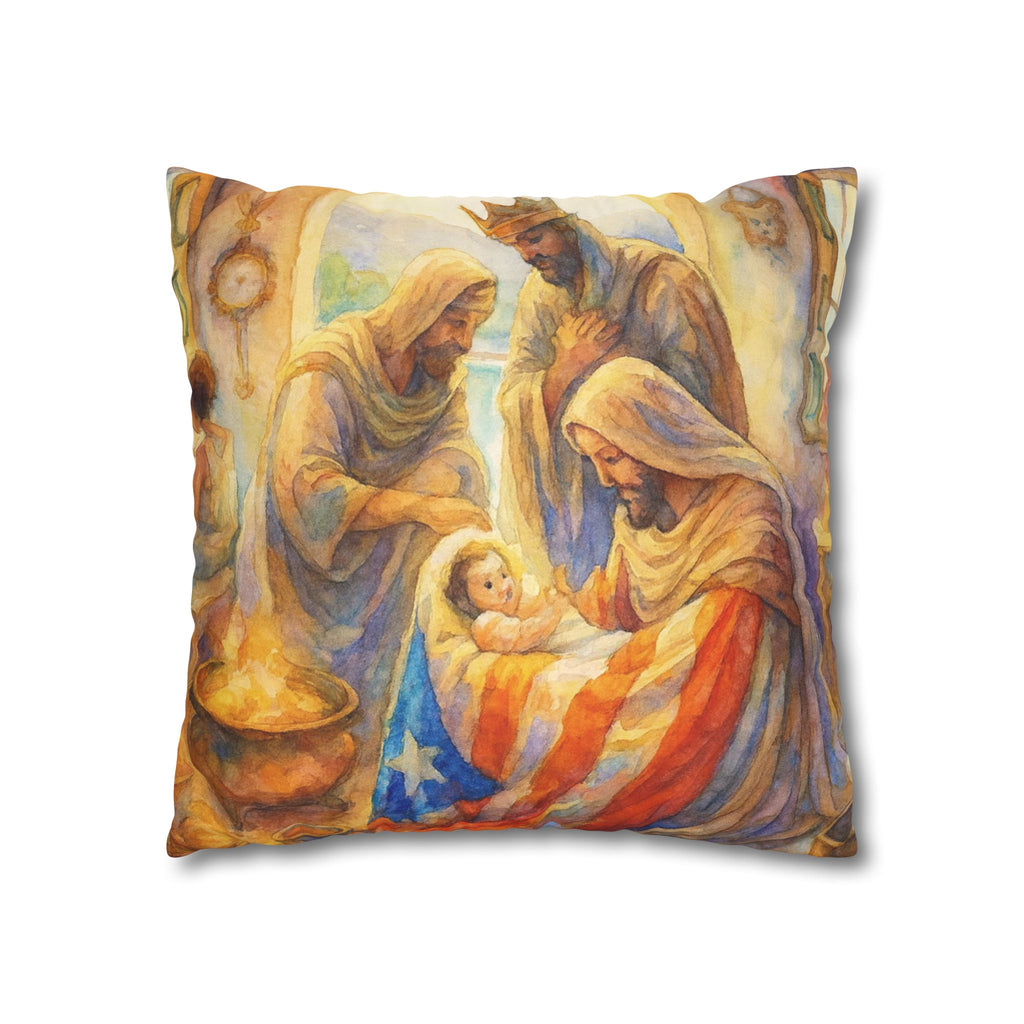 The Tree Kings with  Baby Jesus Decorative Pillow los Tres Reyes Magos Puerto Rico Culture Pillow