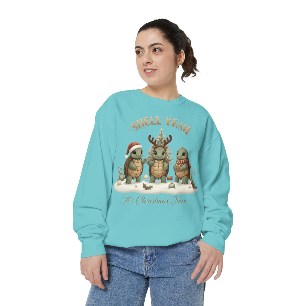 Christmas Turtle Sweatshirt  "Shell Yeah, It’s Christmas Time" Holiday Pullover