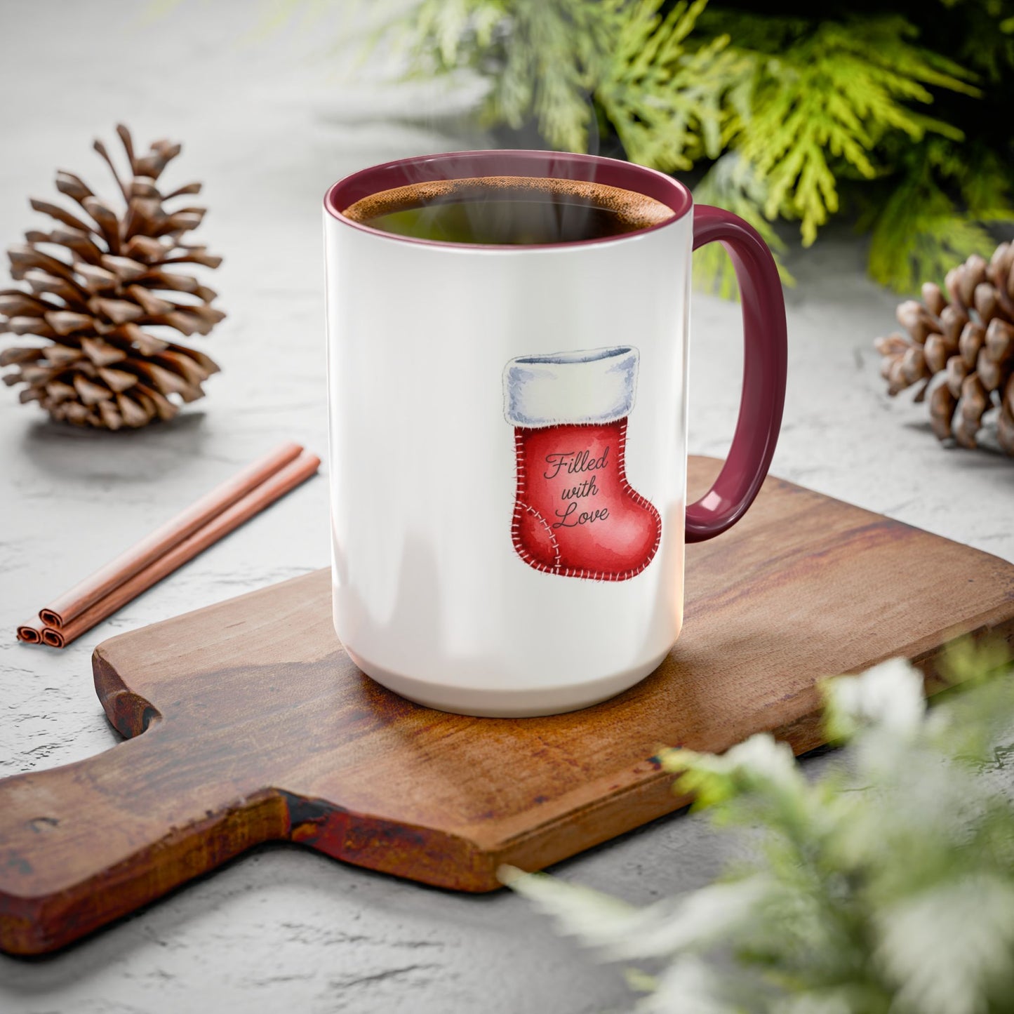 Holiday Mugs Christmas Gift Ideas Hot Cocoa & Coffee Cup Designs Filled with Love - Colorful 11oz & 15oz