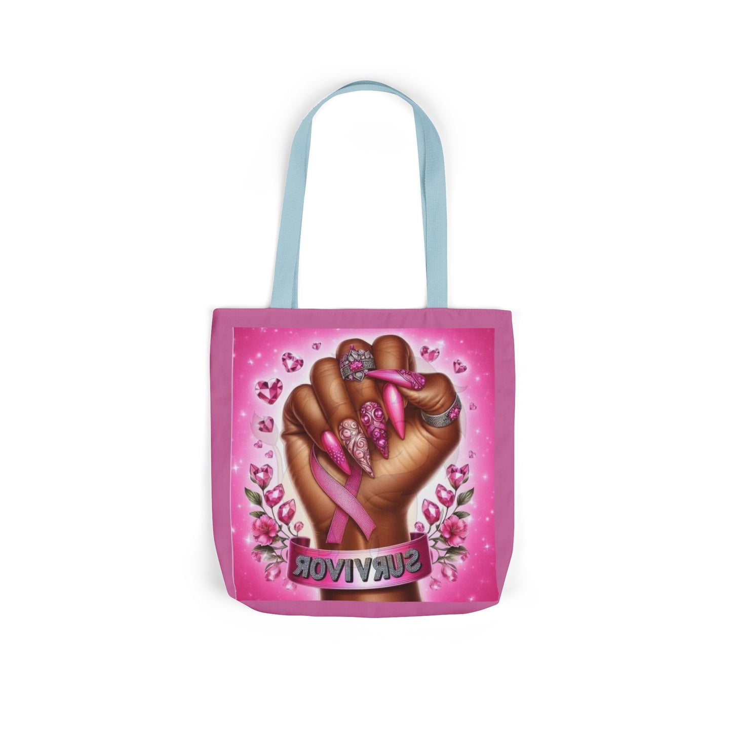 Breast Cancer Survivor Tote Bag  Pink Ribbon Empowerment Canvas Tote