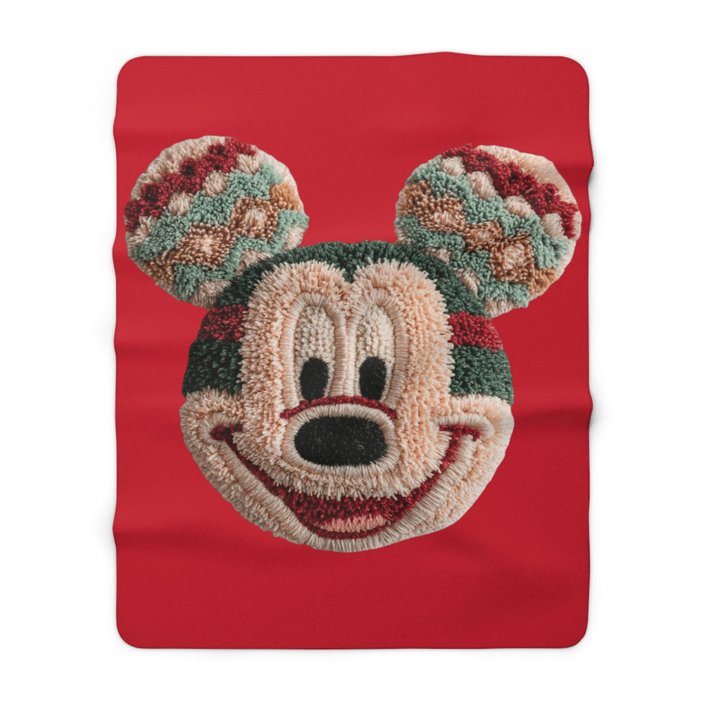 Magical Christmas Cartoon Blanket Holiday Sherpa Blanket  Festive Mickey Knit Plush Fleece