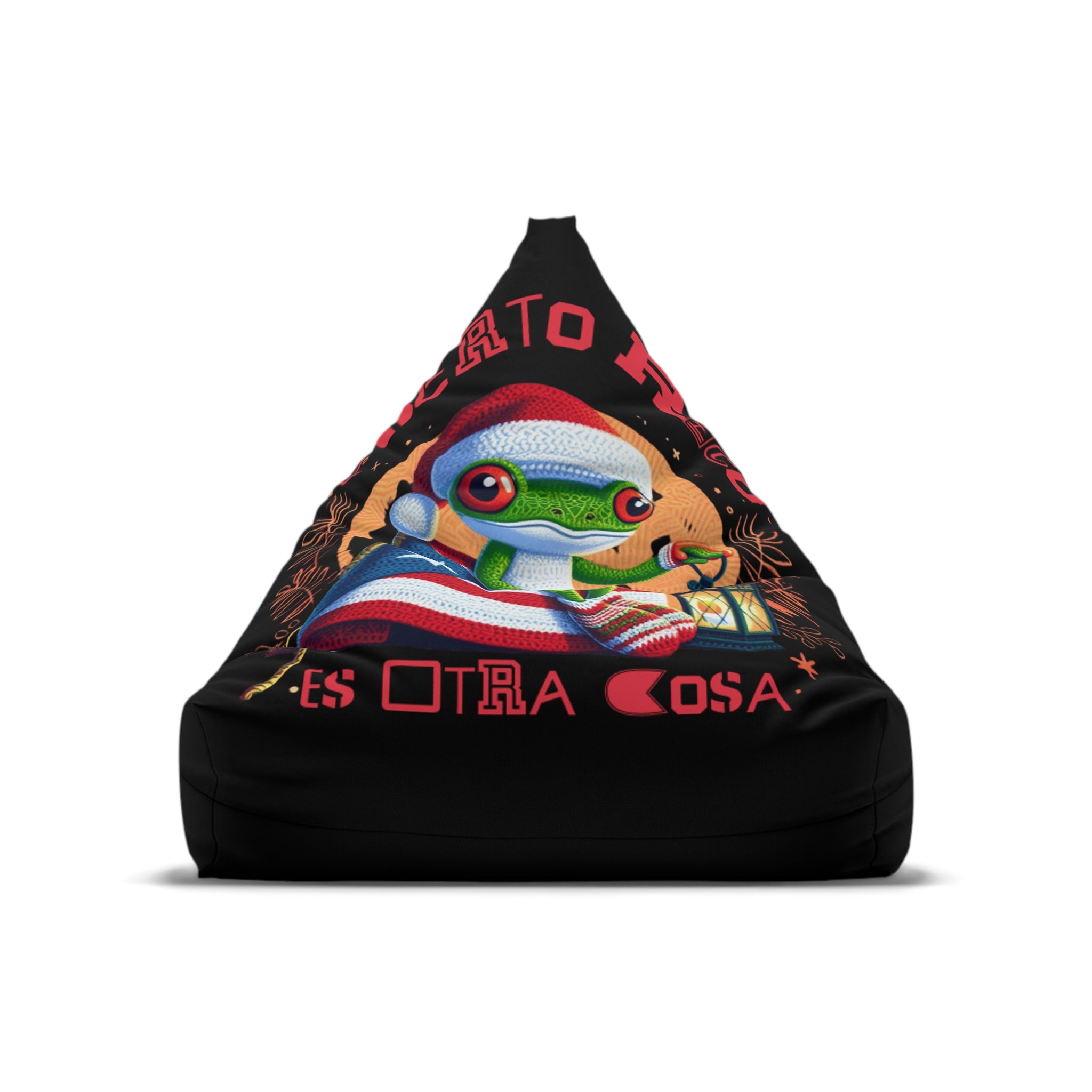 Cute Coqui Holiday Graphic with Puerto Rico ‘Es Otra Cosa’ Accent Bean Bag Chair Cover