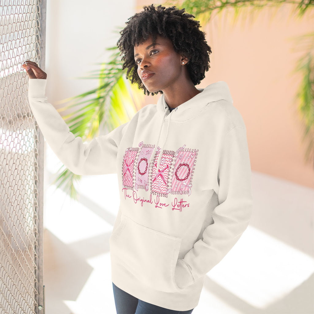 Hoodie  Pink XOXO Three Panel Love Letters Fleece Hoodie