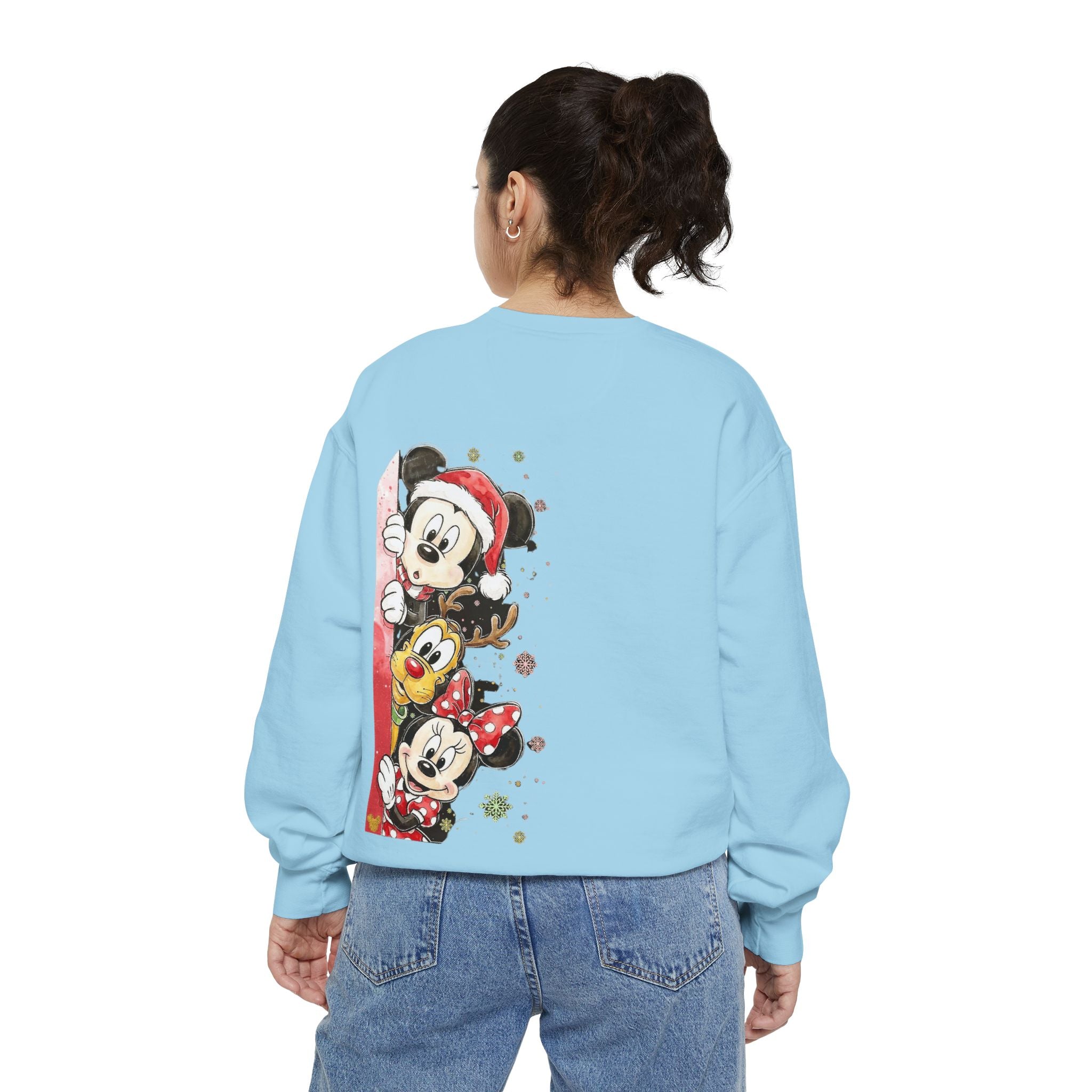 Christmas Disney Characters Sweatshirt  Mickey, Minnie & Pluto Holiday Crew Cartoon Christmas T-shirts and Sweaters