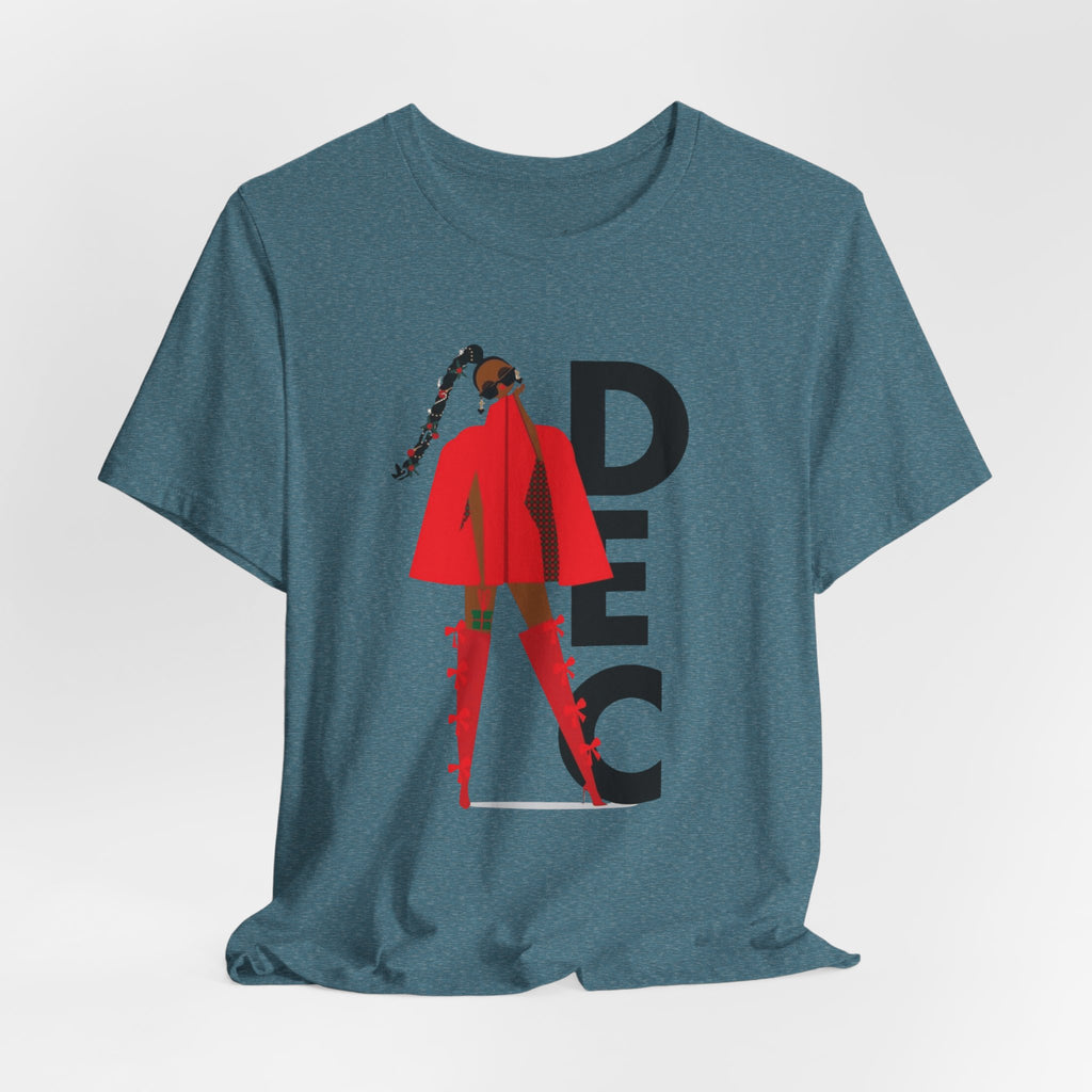 December Fashion Tee  Red Coat Model Graphic Shirt