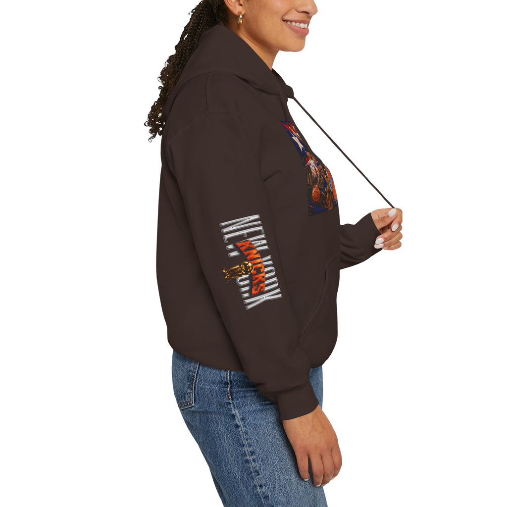 NY-K Retro Player Collage Hoodie — Basketball Fan Sweatshirt