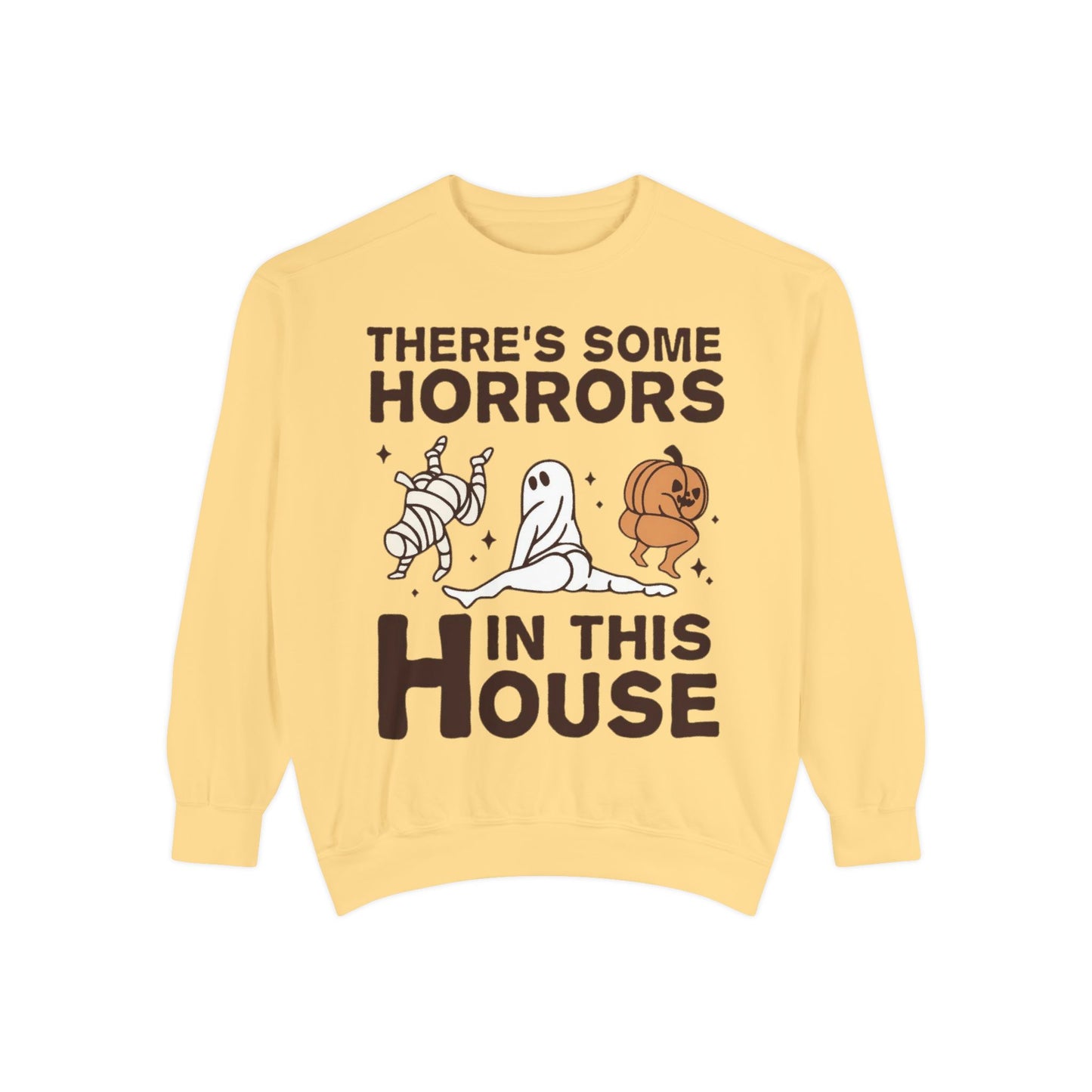 Halloween Themed Unisex Sweatshirt - Fun Ghosts & Mummy Design for Fall, Cozy Casual Wear, Halloween Party, Gift for Friends, Autumn Vibes