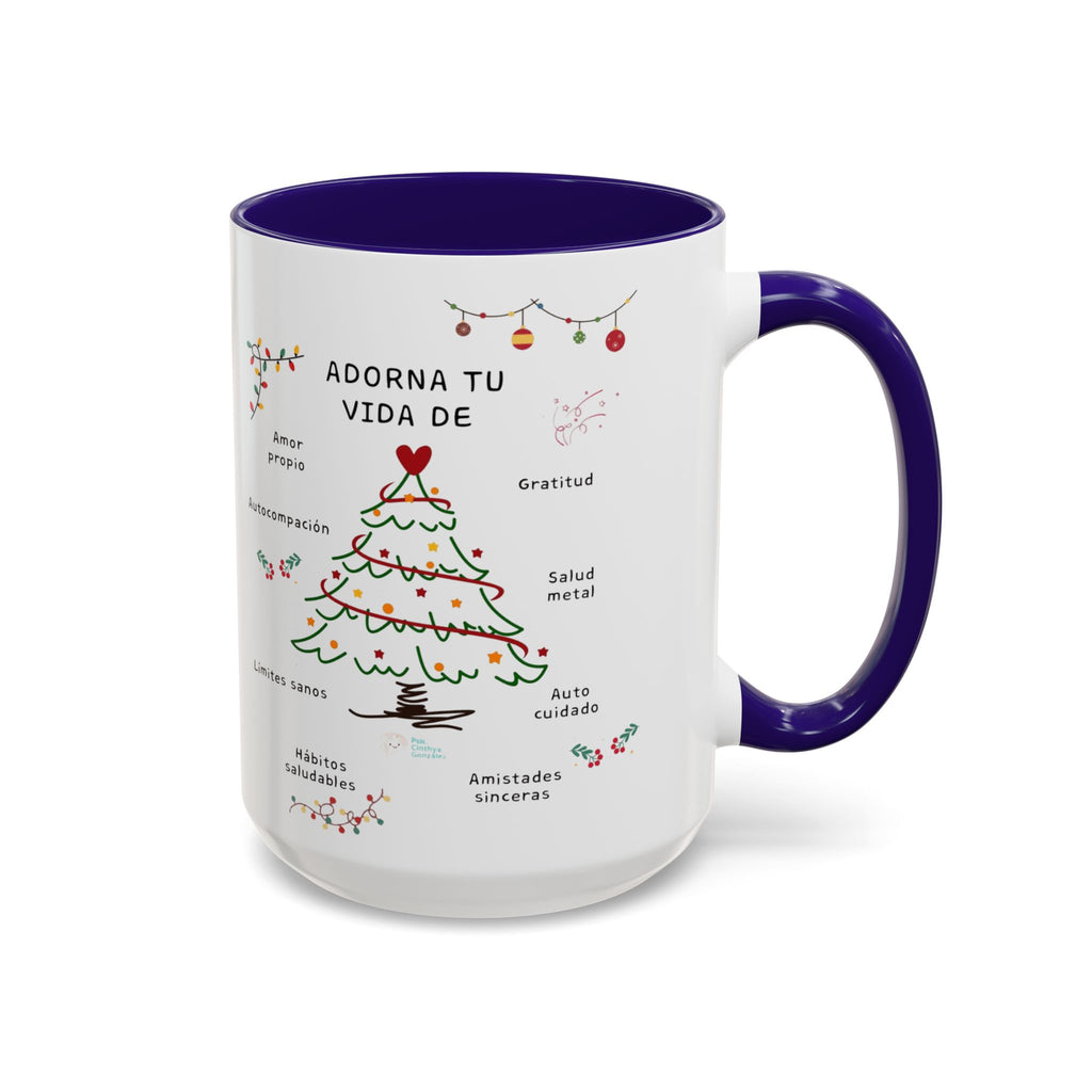 Mug — 'Adorna Tu Vida' Christmas Tree Spanish Holiday Coffee Mug (11oz/15oz)