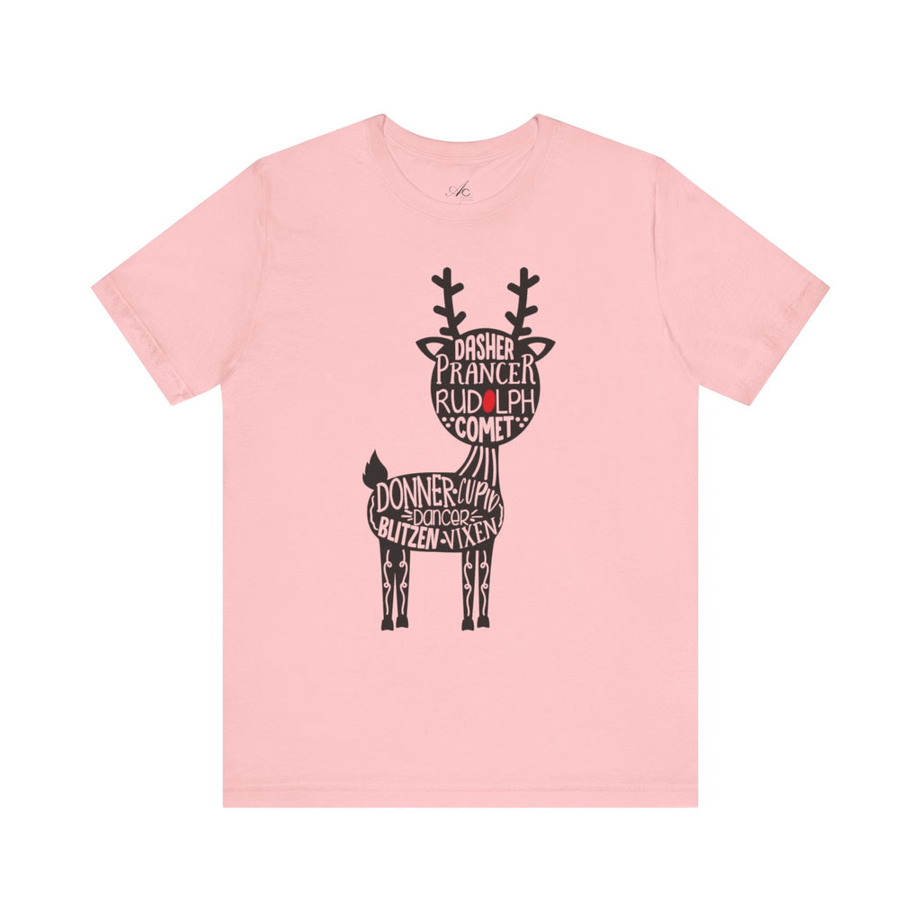 Christmas Reindeer Graphic Tee - Unisex Jersey Short Sleeve Shirt