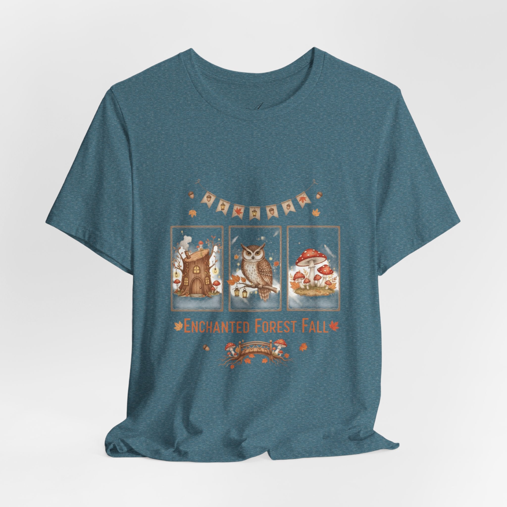 Enchanted Forest Fall Tee, Cute Owl Shirt, Autumn Graphic Tee, Nature Lover Gift, Cozy Fall Apparel, Wildlife T-Shirt, Unisex Fall Top