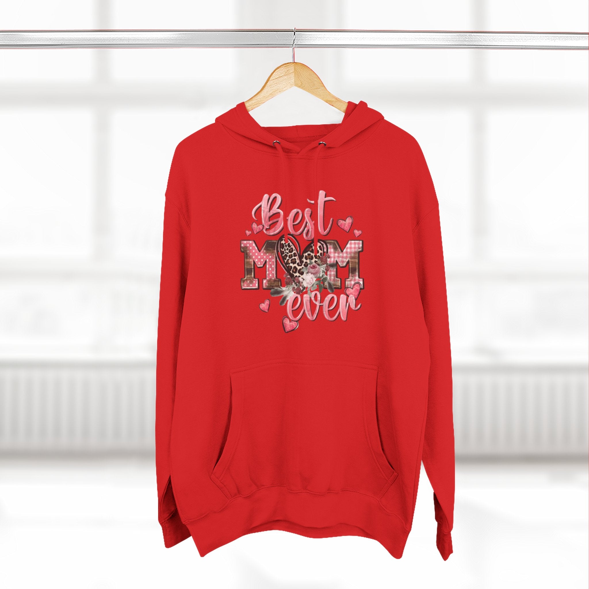 Best Mom Ever Hoodie  Leopard Heart Mother's Day Pullover