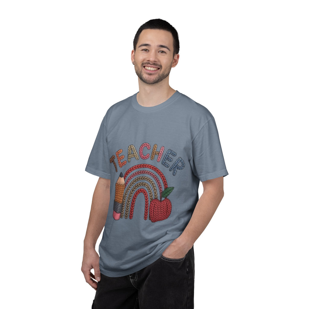 Teacher Rainbow Pencil & Apple T-Shirt — Back-to-School Gift for Educators