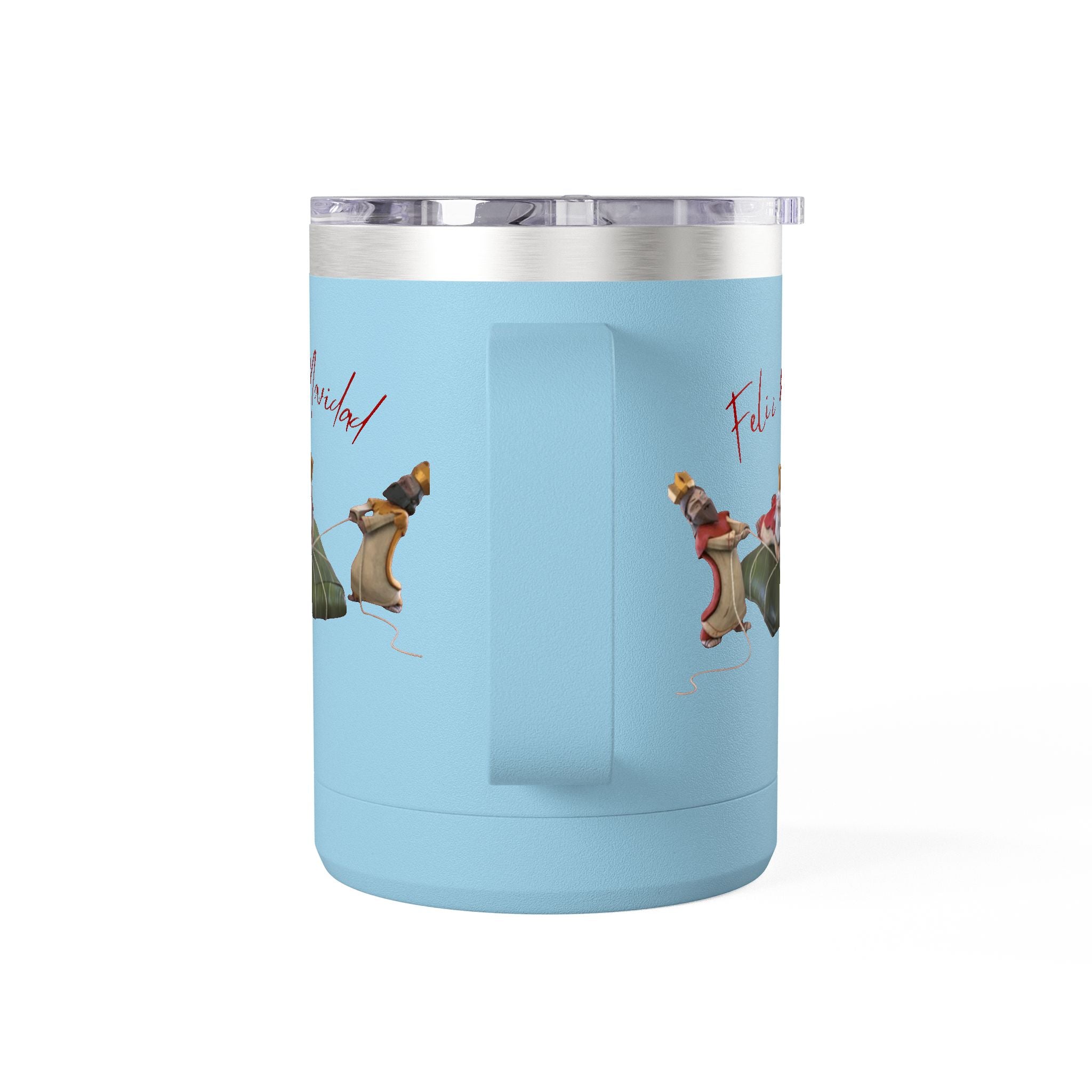 3 KINGS Holiday Travel Tumbler — 'Feliz Navidad' Dachshund Santa Design Coffee Cup for Fun Celebrations