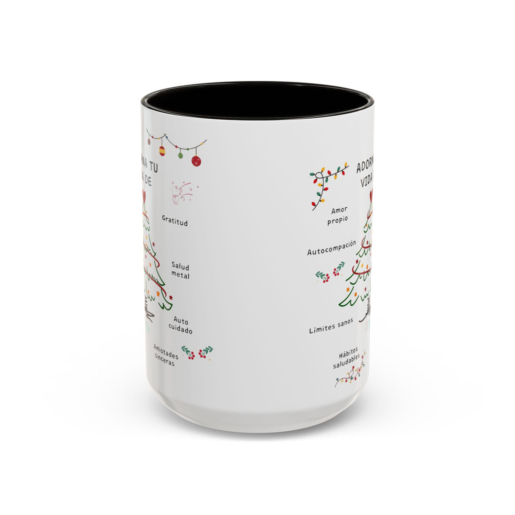 Mug — 'Adorna Tu Vida' Christmas Tree Spanish Holiday Coffee Mug (11oz/15oz)
