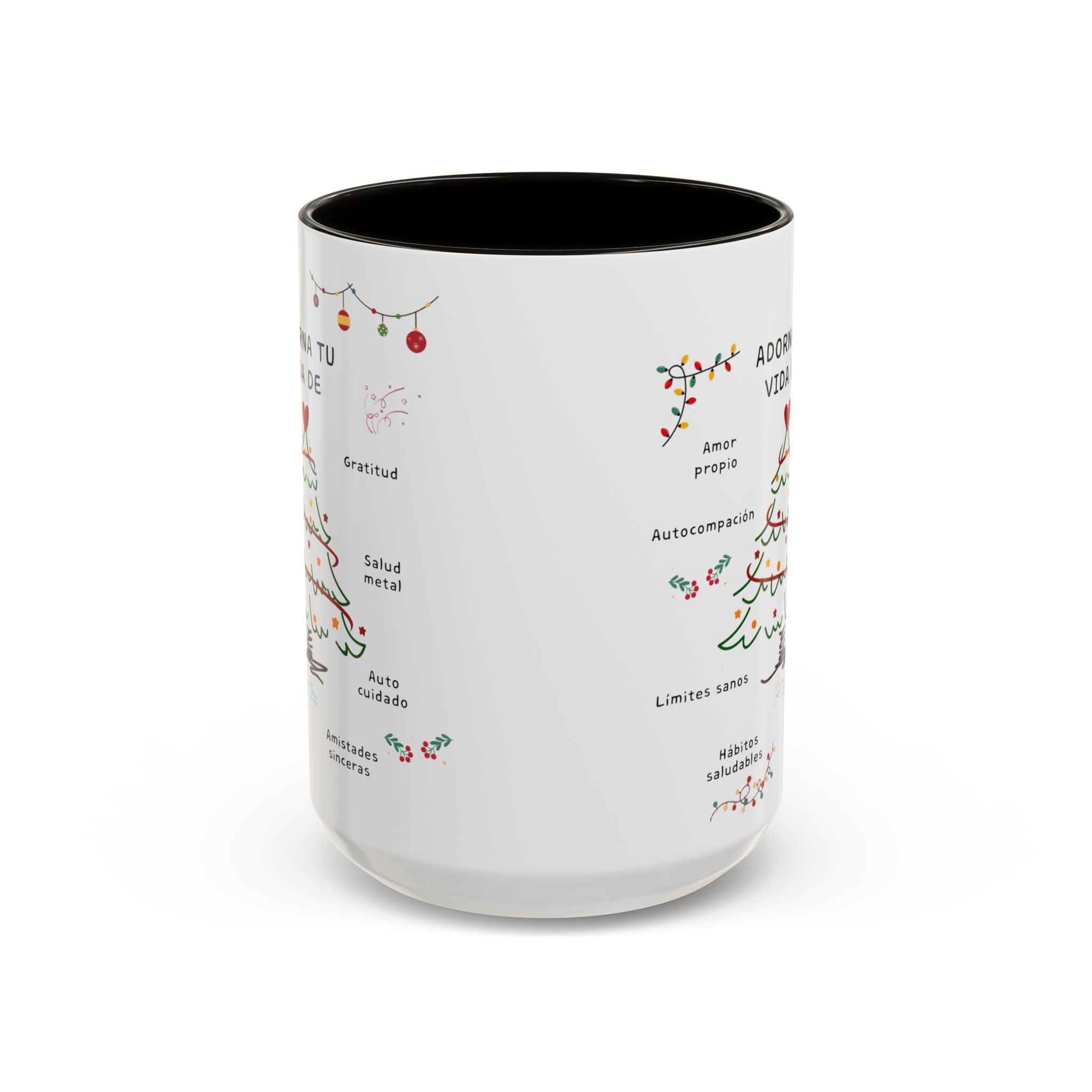 Mug — 'Adorna Tu Vida' Christmas Tree Spanish Holiday Coffee Mug (11oz/15oz)